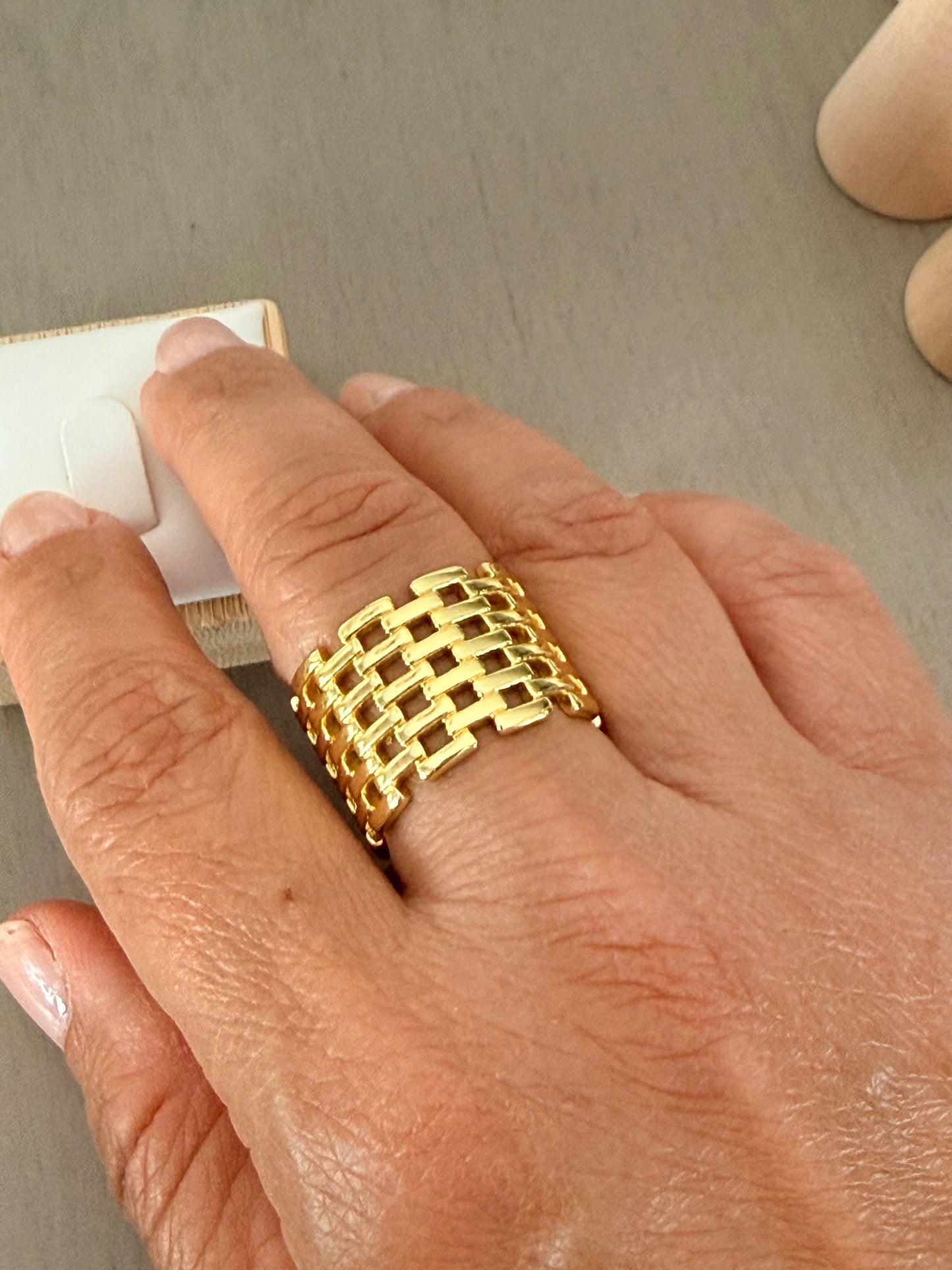 Gold Chunky Statement Ring | Adjustable Open Cuff