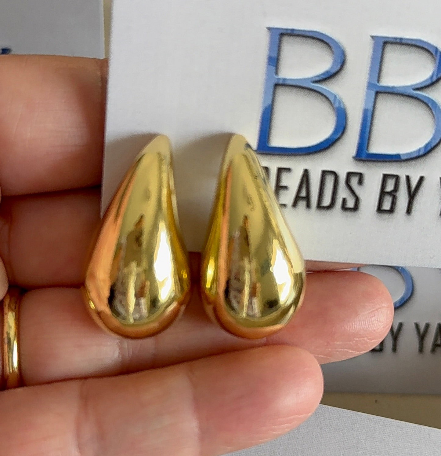 Bold Golden Teardrop Earrings