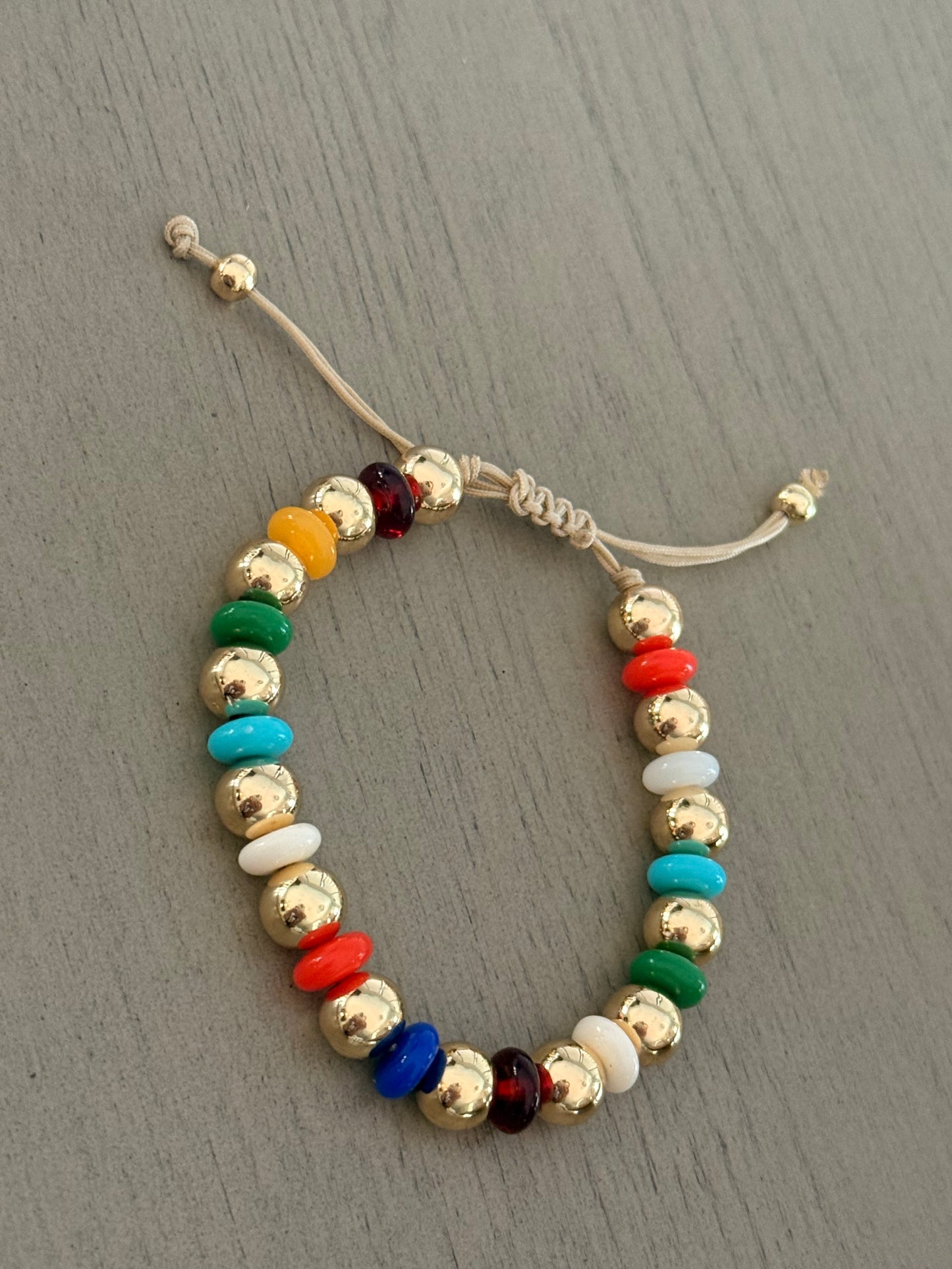 Colorful Gold Bead Adjustable Bracele