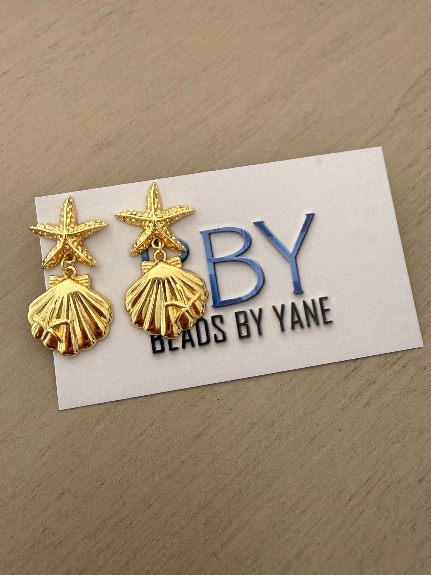 Starfish Shell Drop Earrings