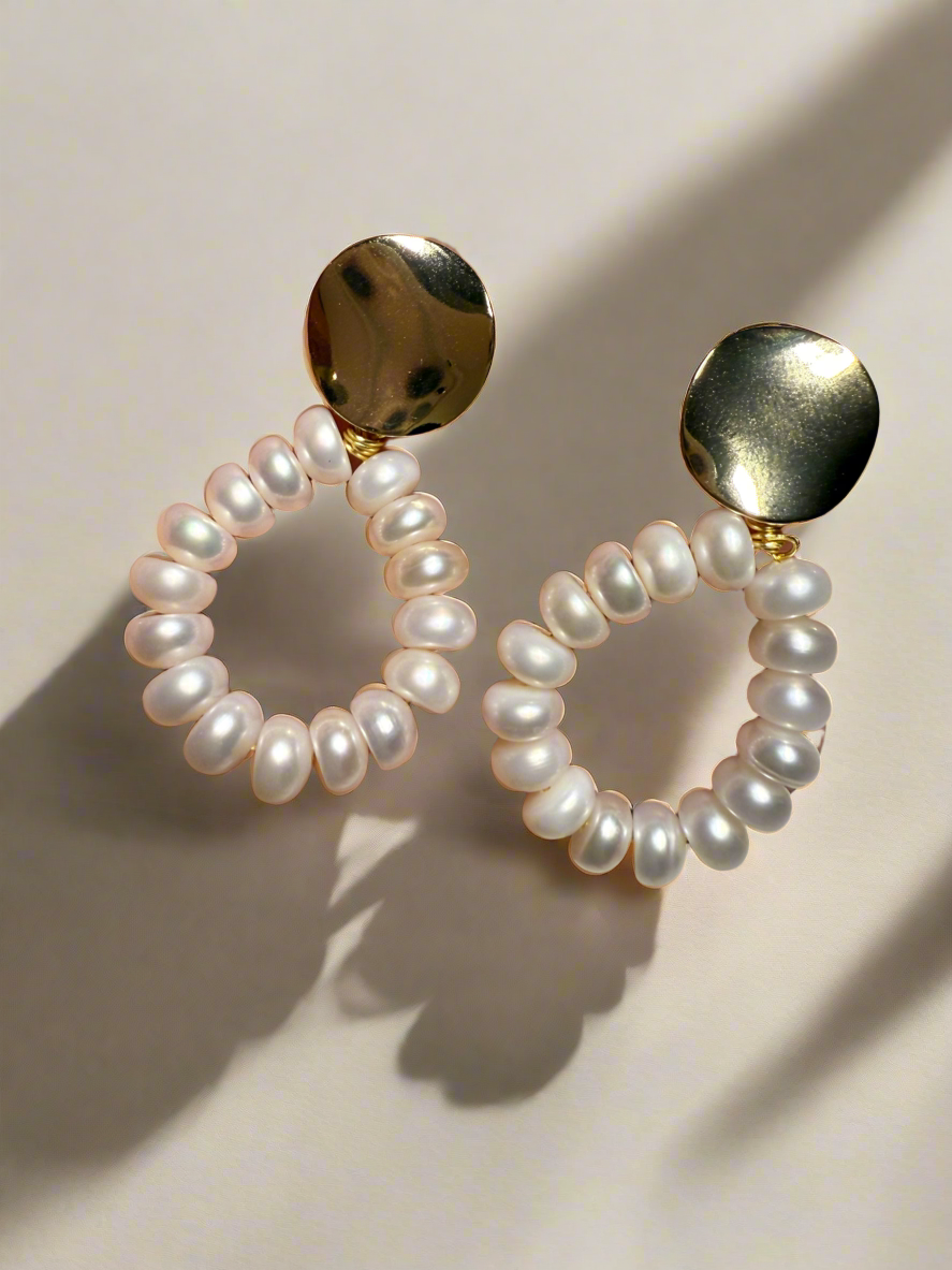 Gold & Freshwater Pearl Drop Earrings