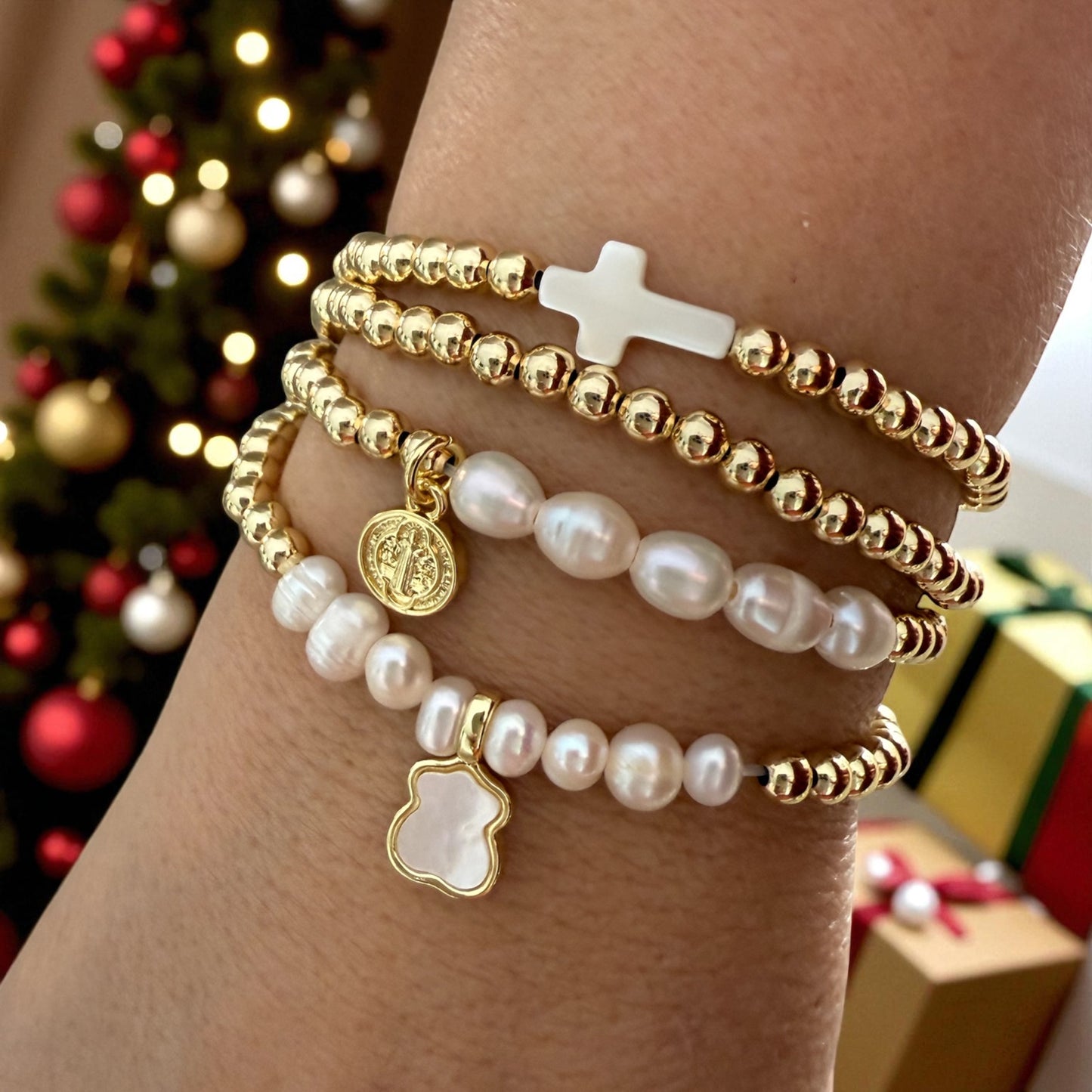 Gold & Pearl San Benito Charm Bracelet
