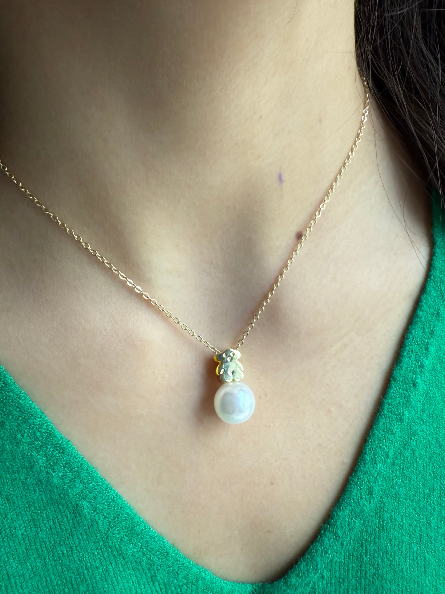 Gold bear necklace