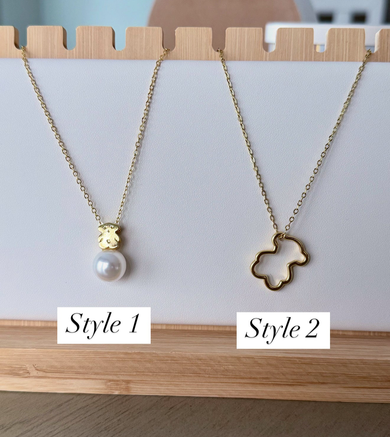 Gold bear necklace