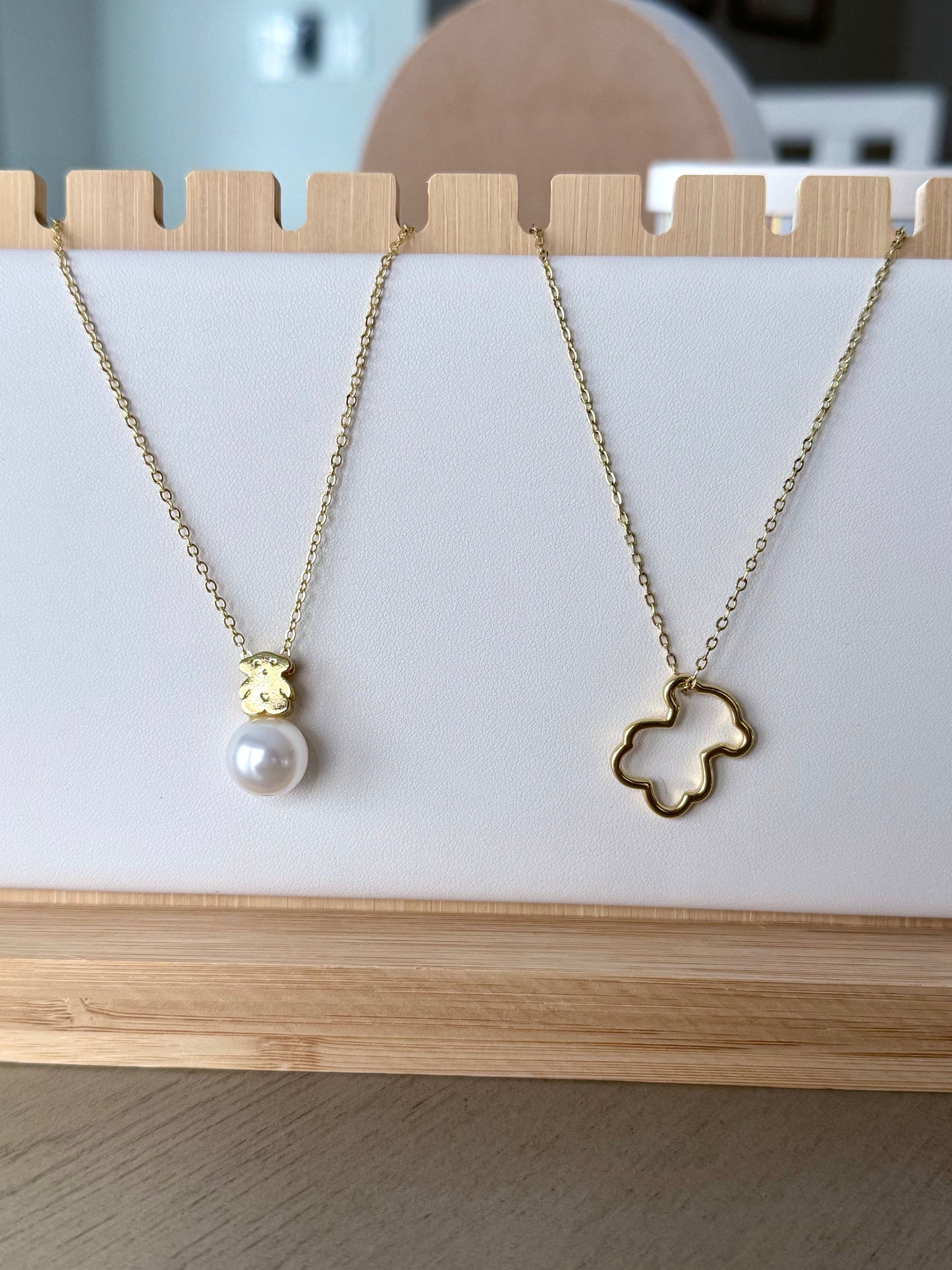 Gold bear necklace