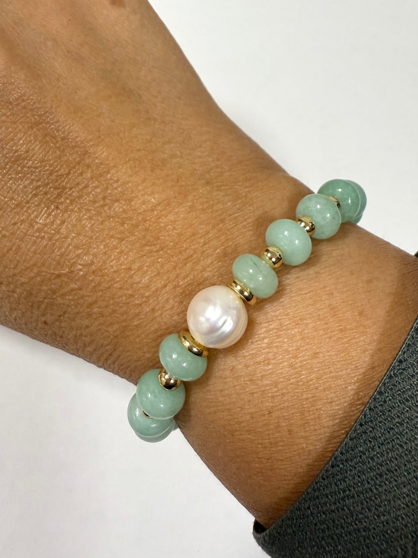 Serenity Green Aventurine & Pearl Bracelet