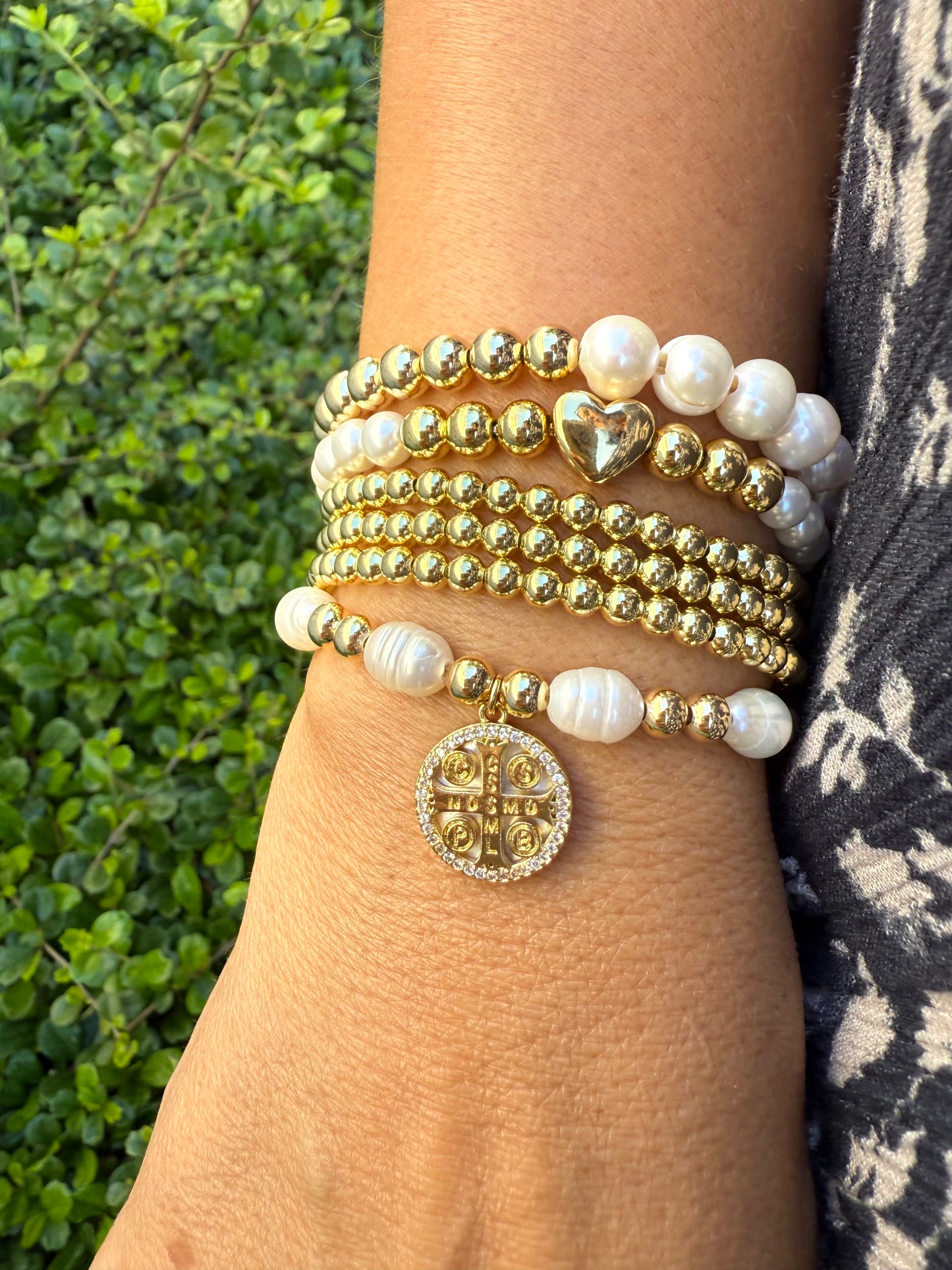 Gold & Pearl Benedictine Protection Bracelet