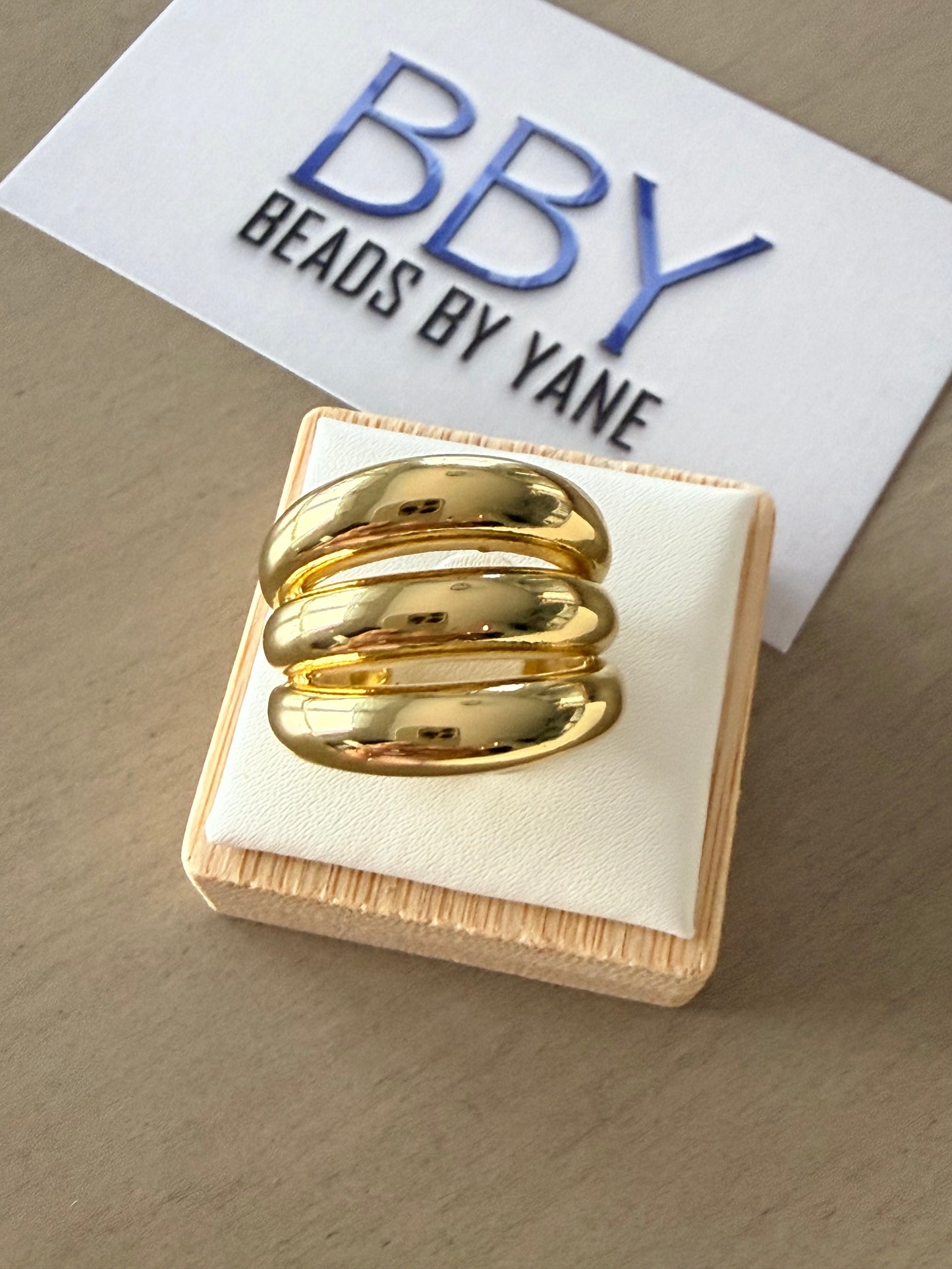 Gold Triple Band Statement Ring