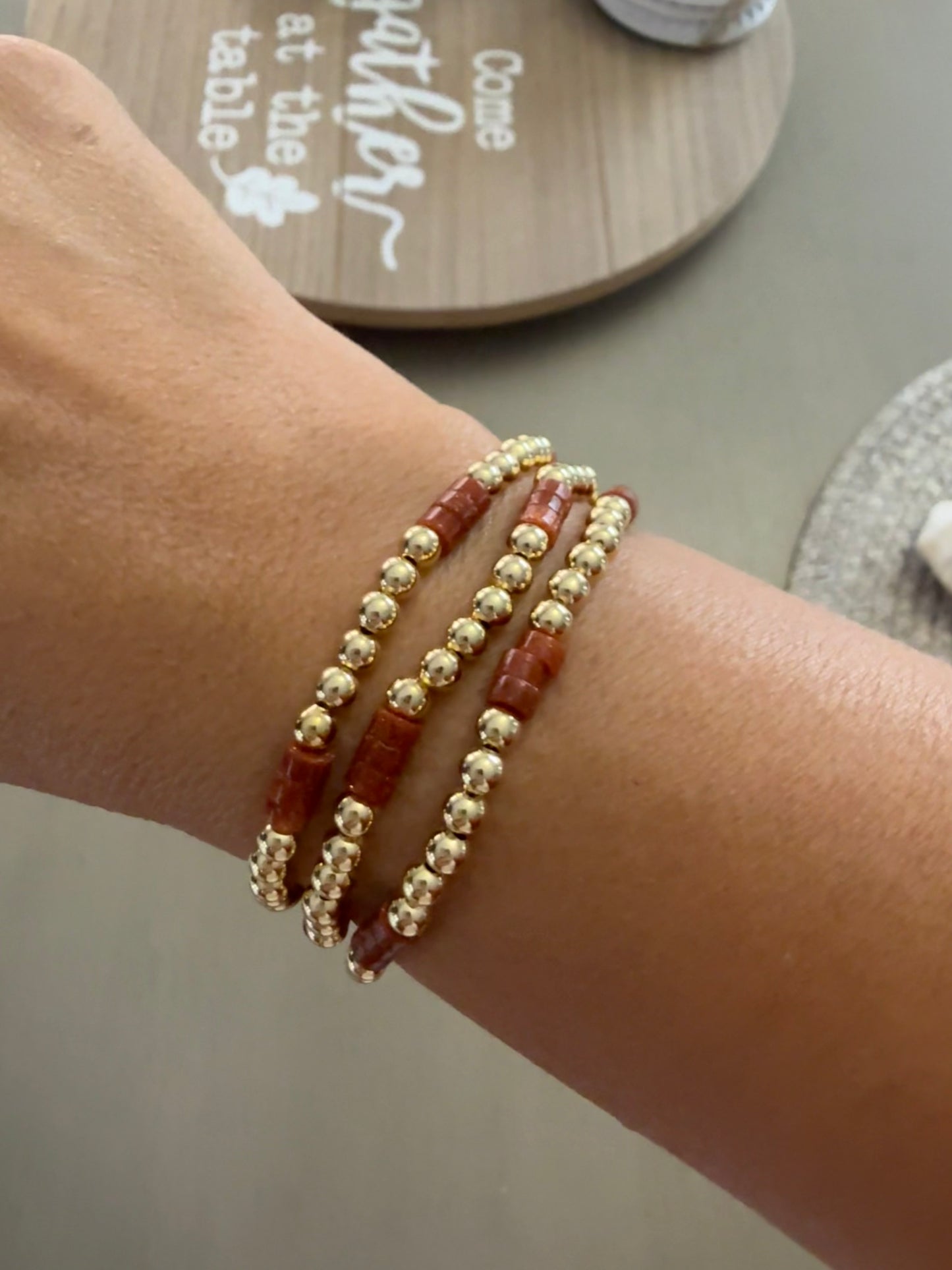 Golden Autumn Beaded Wrap Bracelet