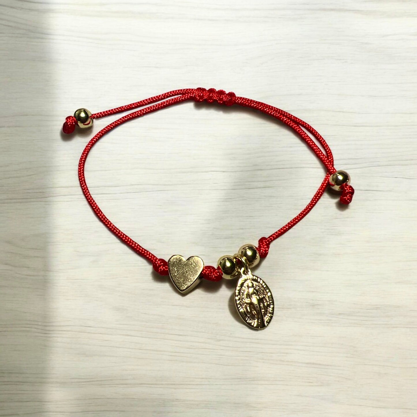 Virgin mary and heart bracelet