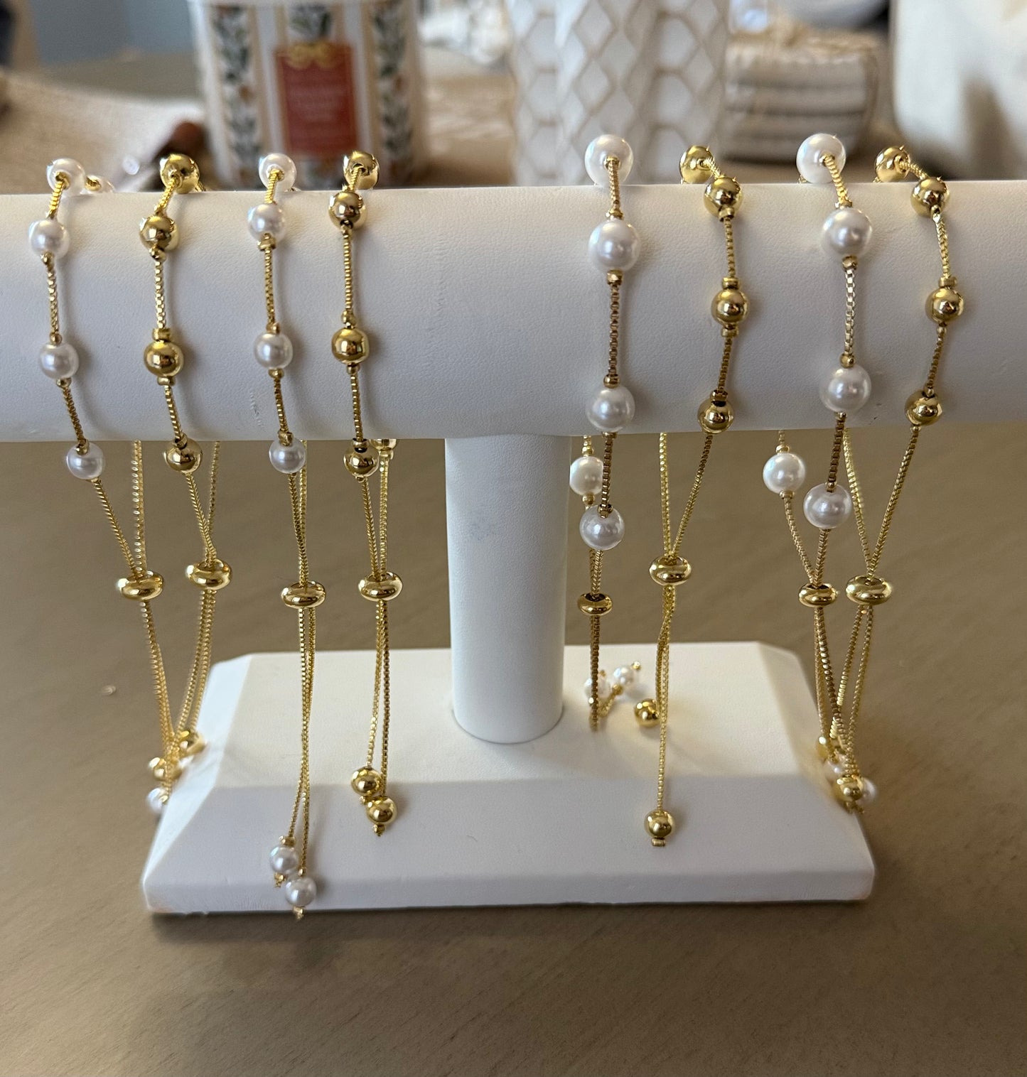 Elegant Pearl & Gold Adjustable Bracelets
