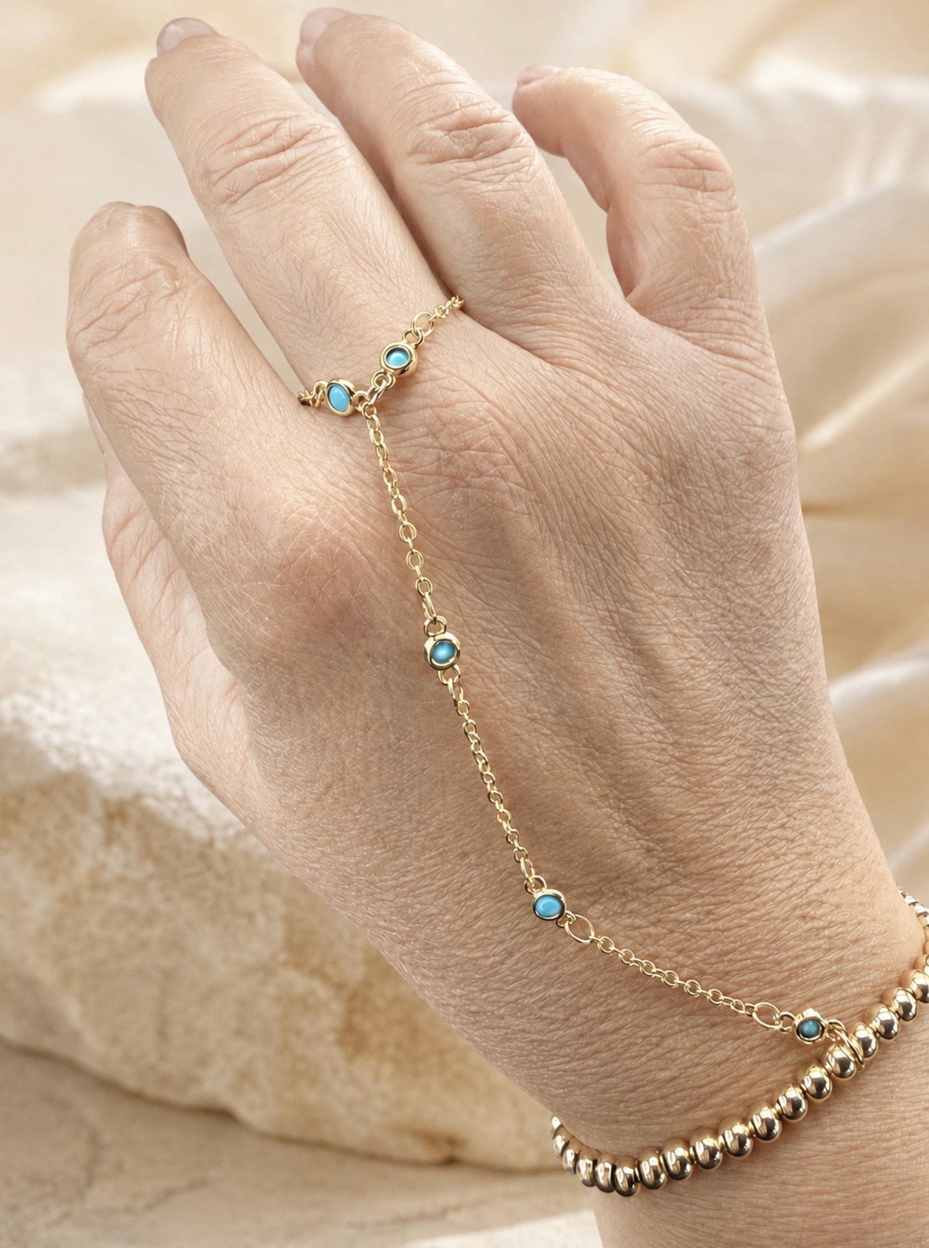 Turquoise Hand Chain Bracelet