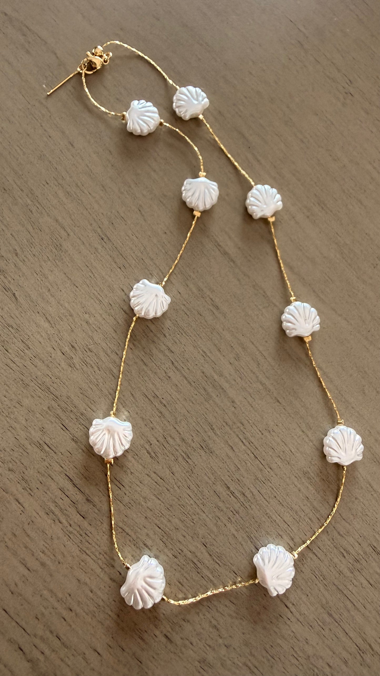 Golden Seashell Pearl Necklace