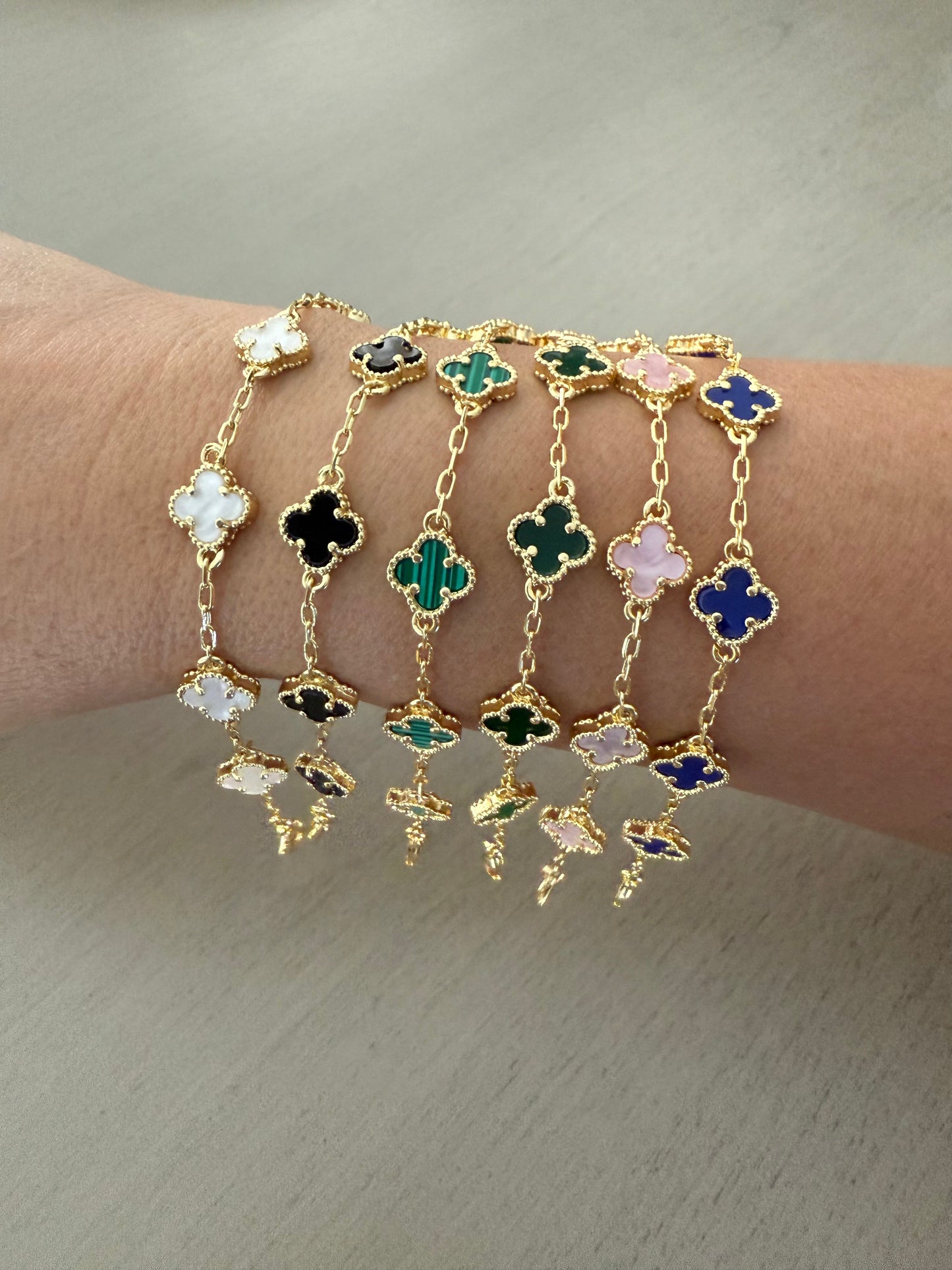 Golden Clover Mother of Pearl Bracelet