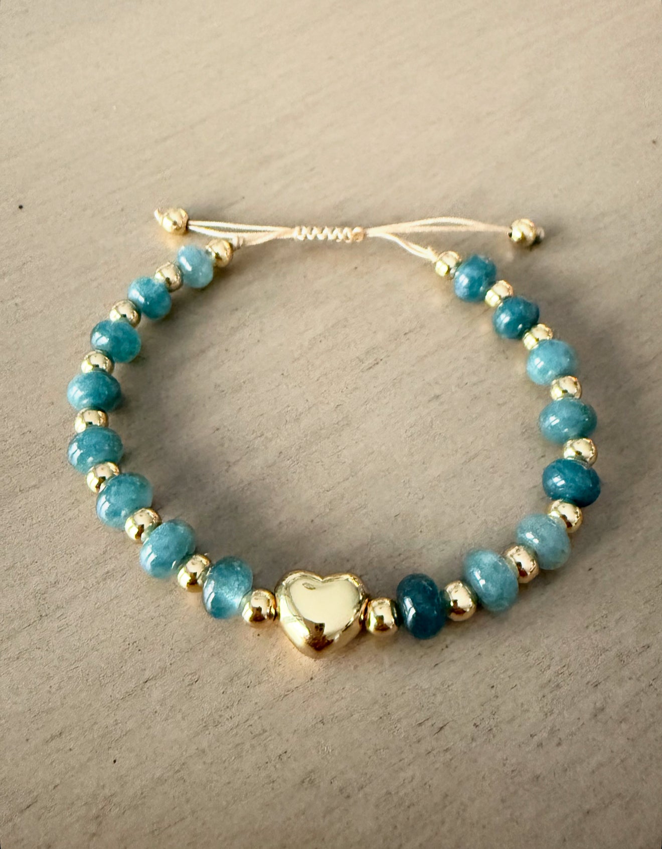 Gemstone Heart Charm Bracelet Set
