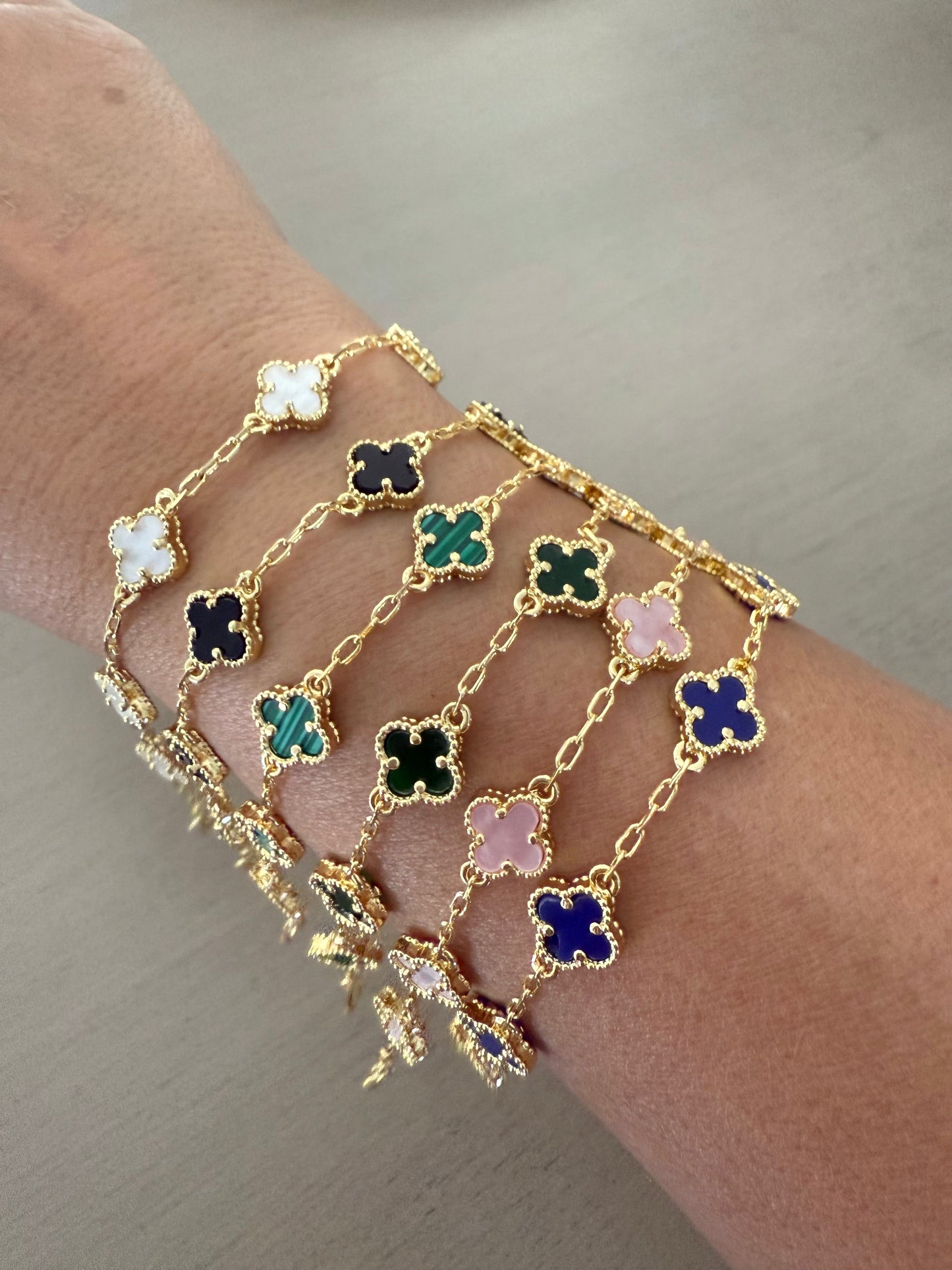 Golden Clover Mother of Pearl Bracelet
