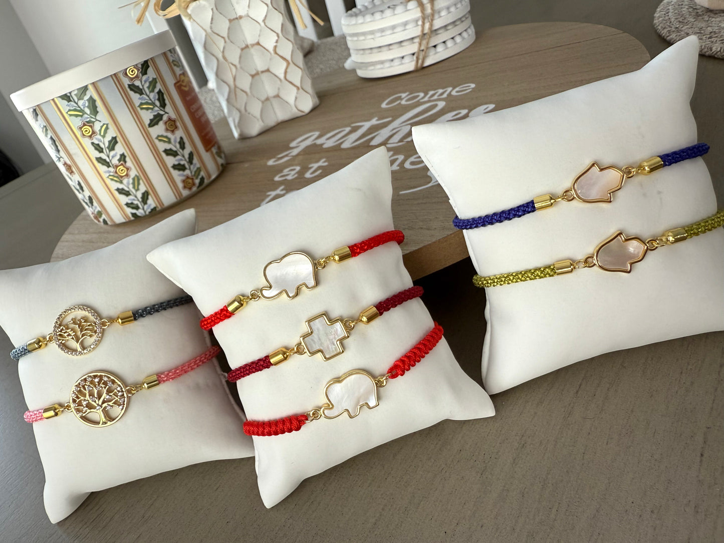 Gold-Plated Charm Bracelets – Tree of Life, Elephant, Cross & Hamsa