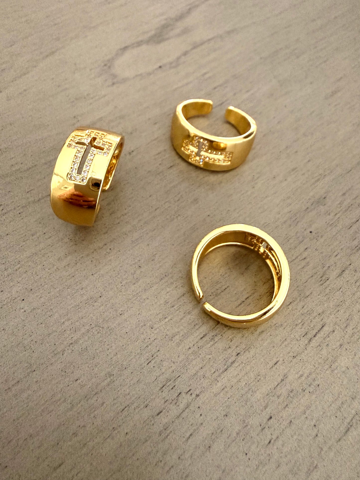 Gold Cross Open Band Ring