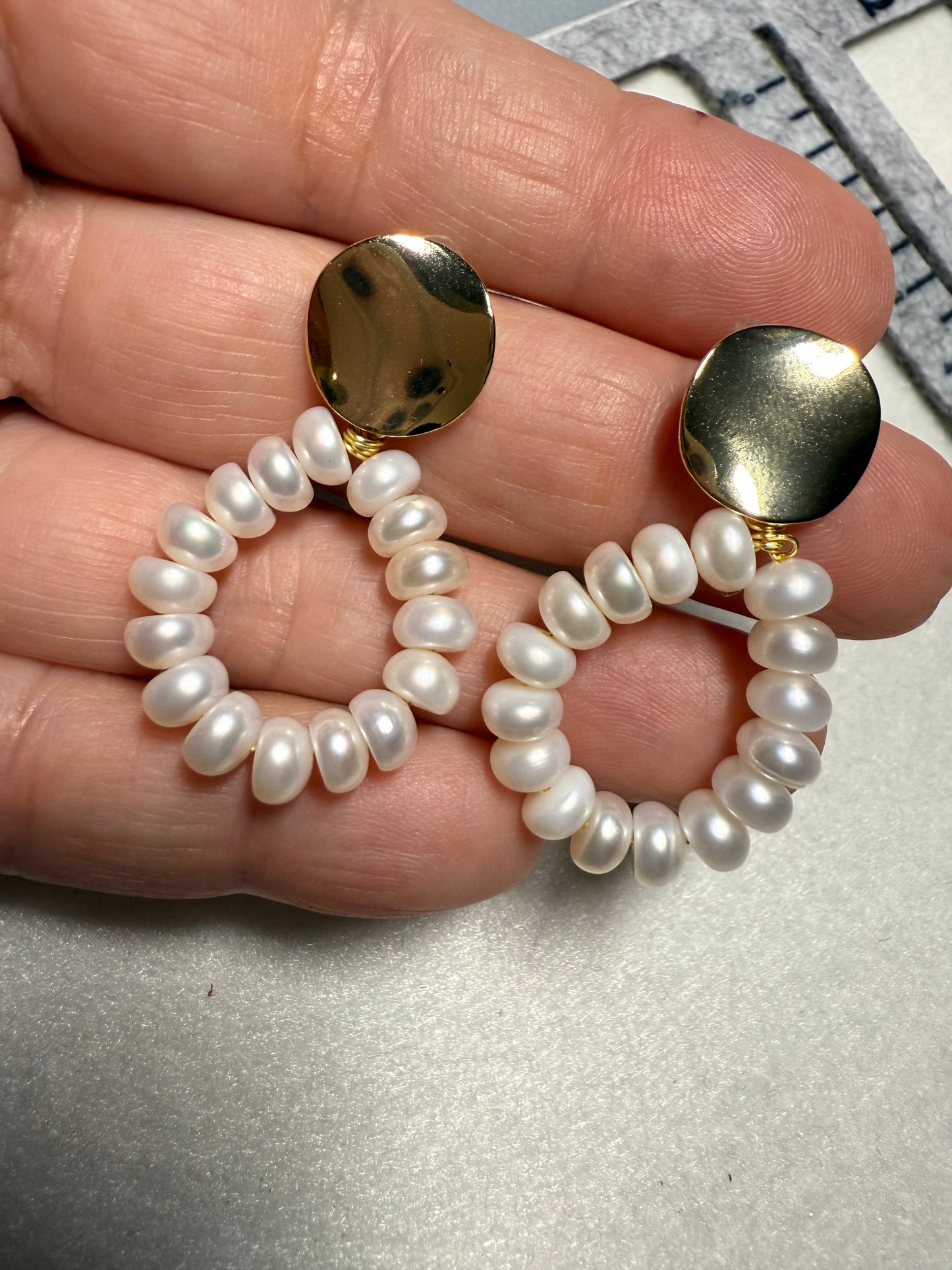 Gold & Freshwater Pearl Drop Earrings