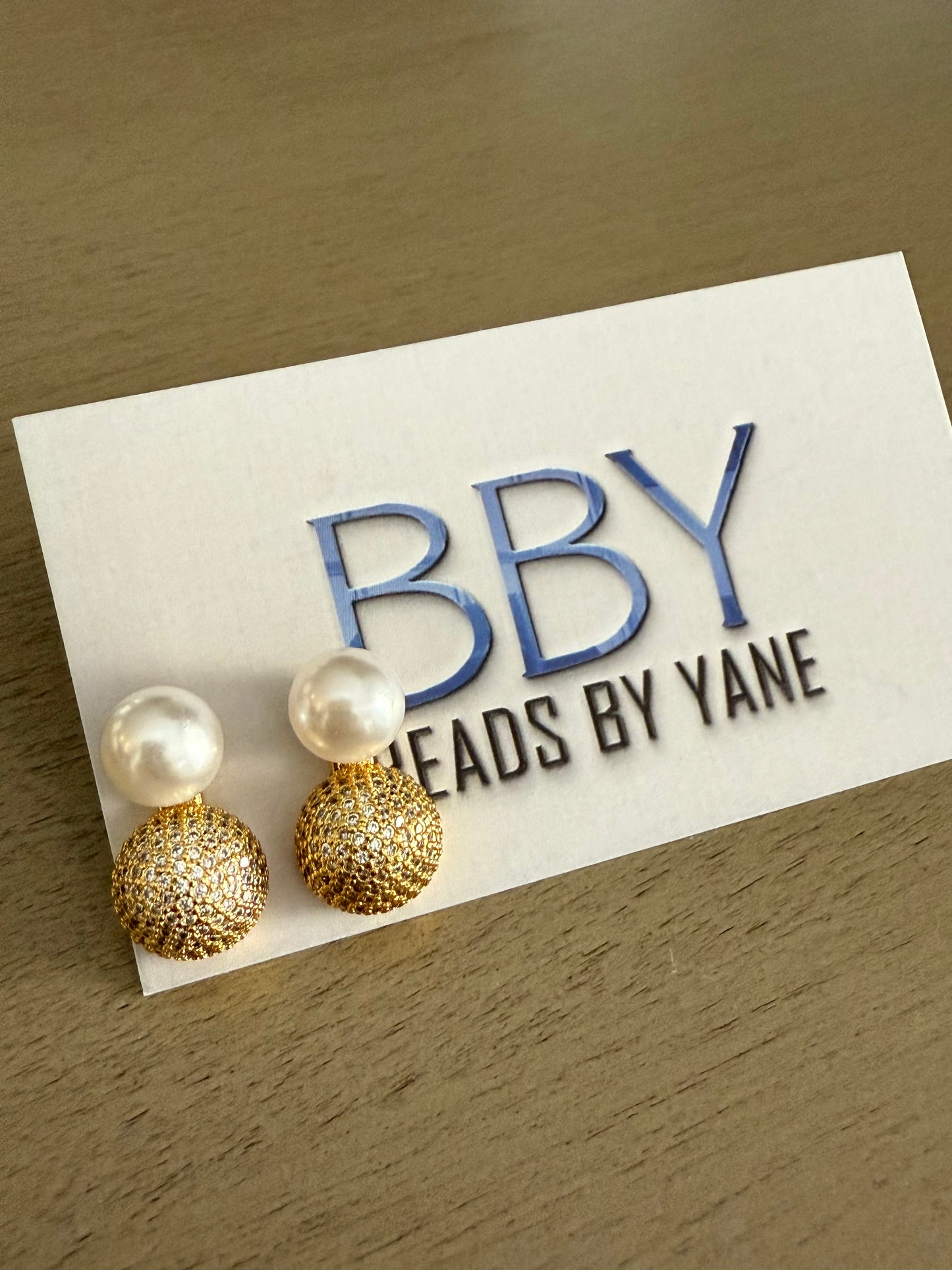 Golden Pearl Pavé Statement Earrings