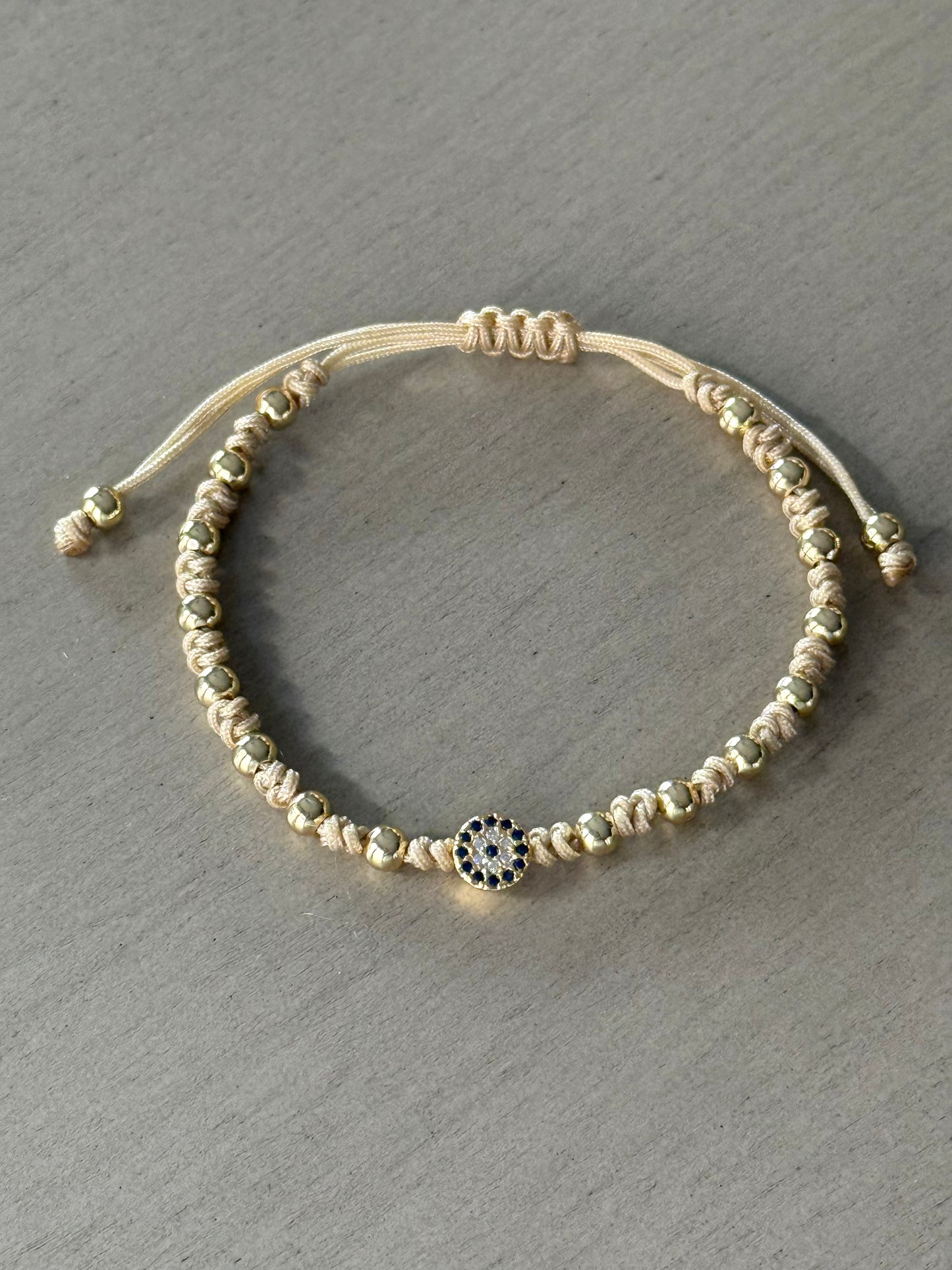 Adjustable evil eye bracelet