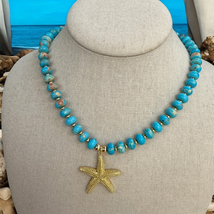Starfish blue necklace