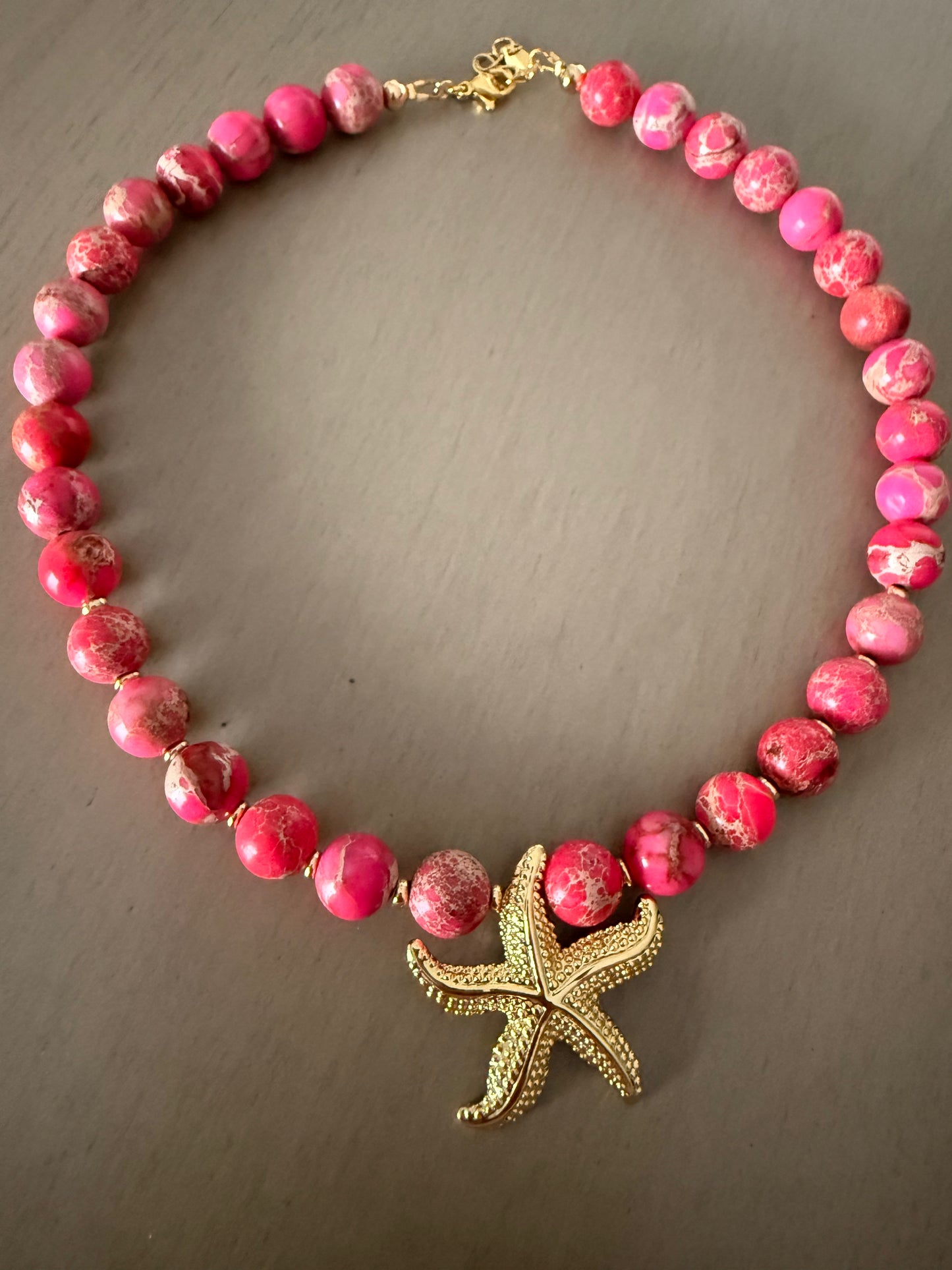 Pink Starfish Beaded Necklace