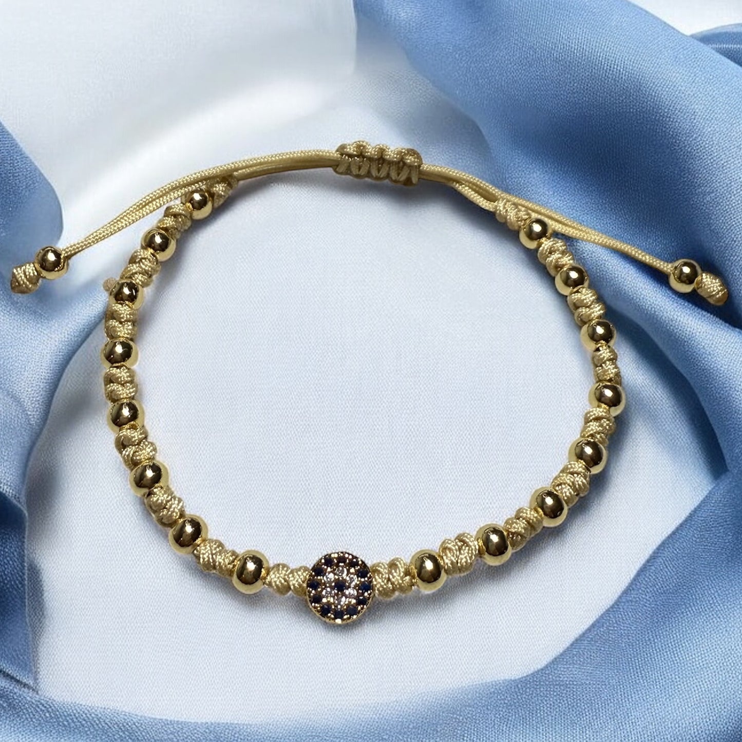 Adjustable evil eye bracelet