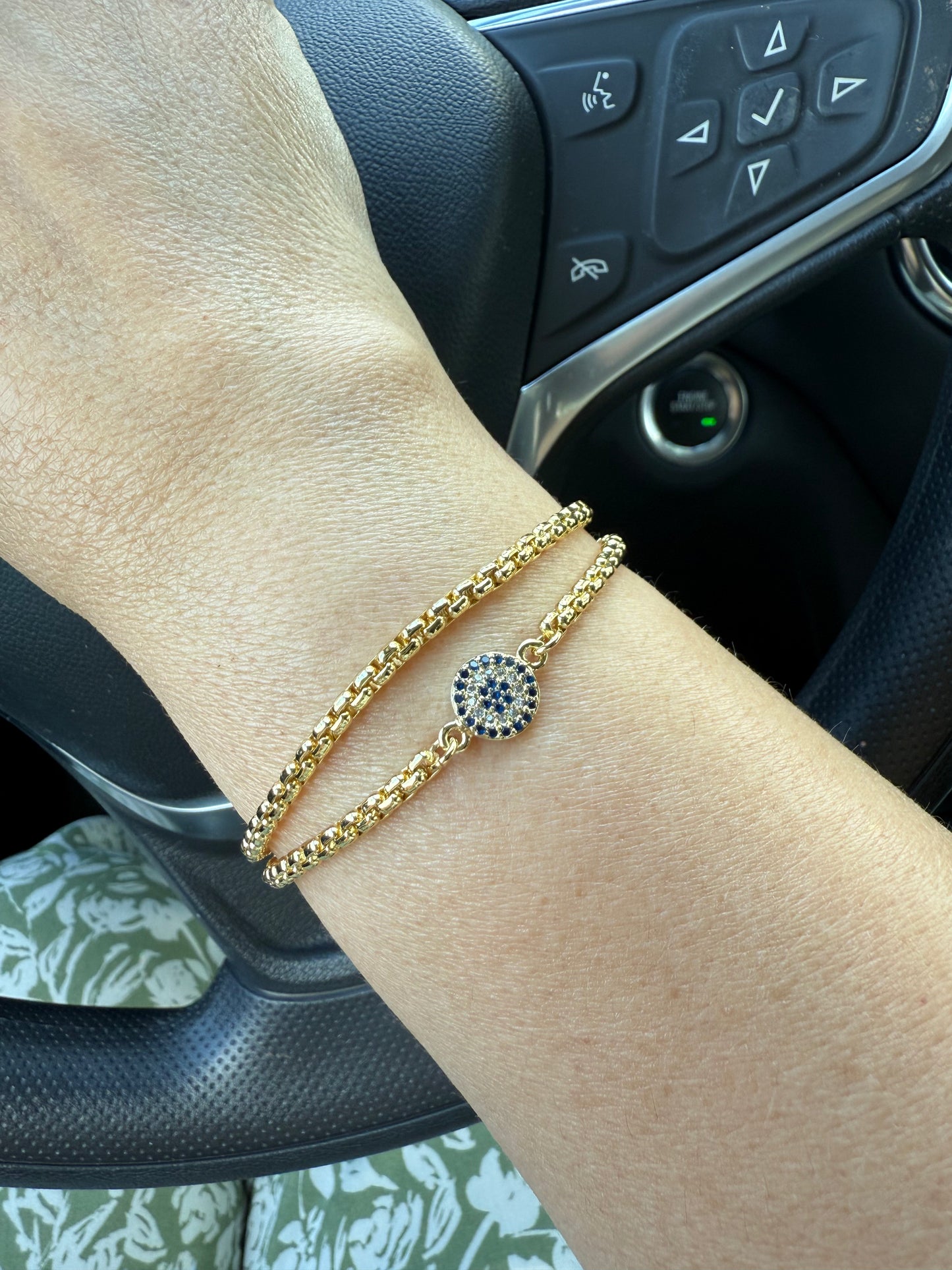 Evil eye set of 2 gold bracelets