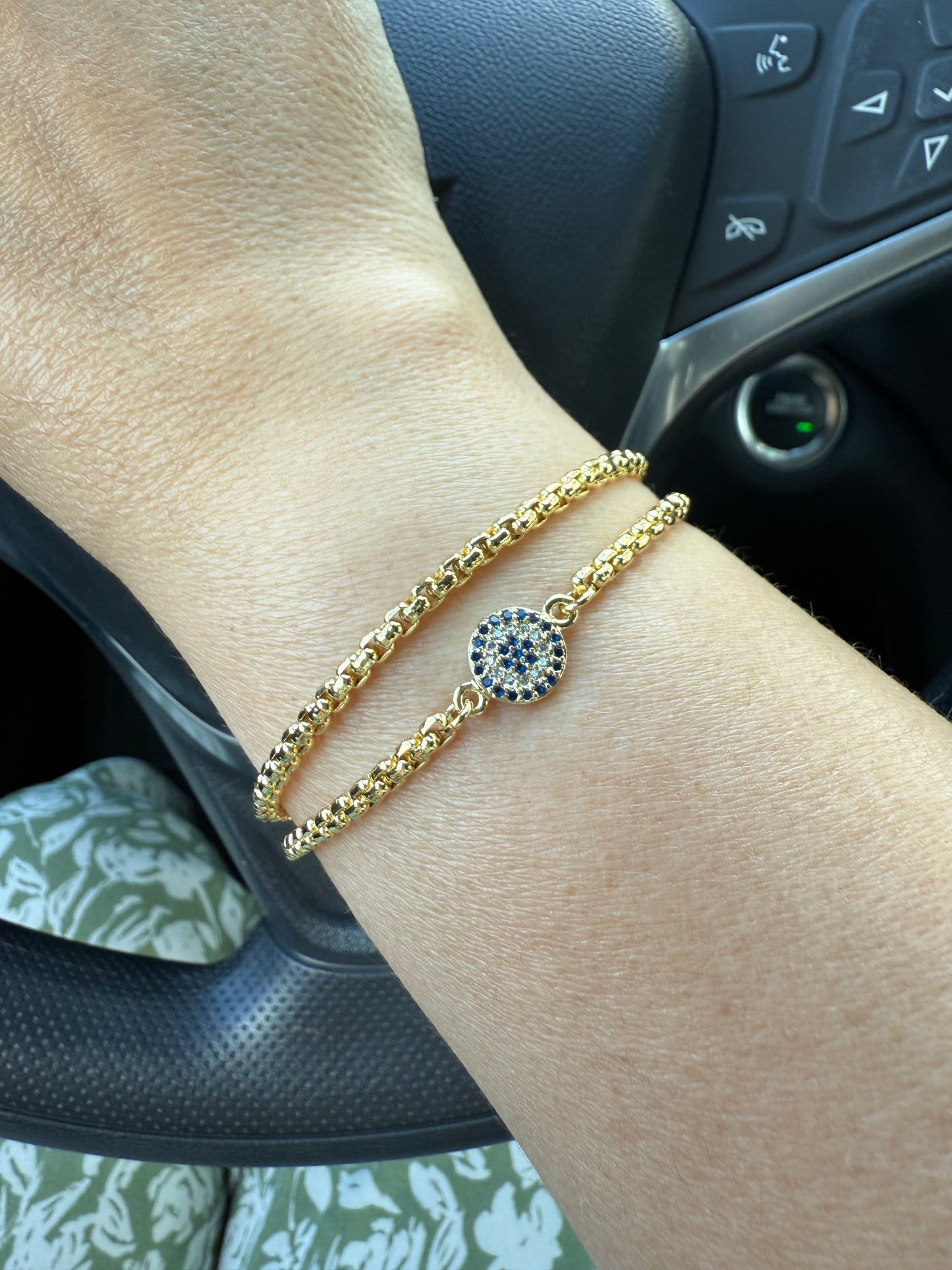 Evil eye set of 2 gold bracelets
