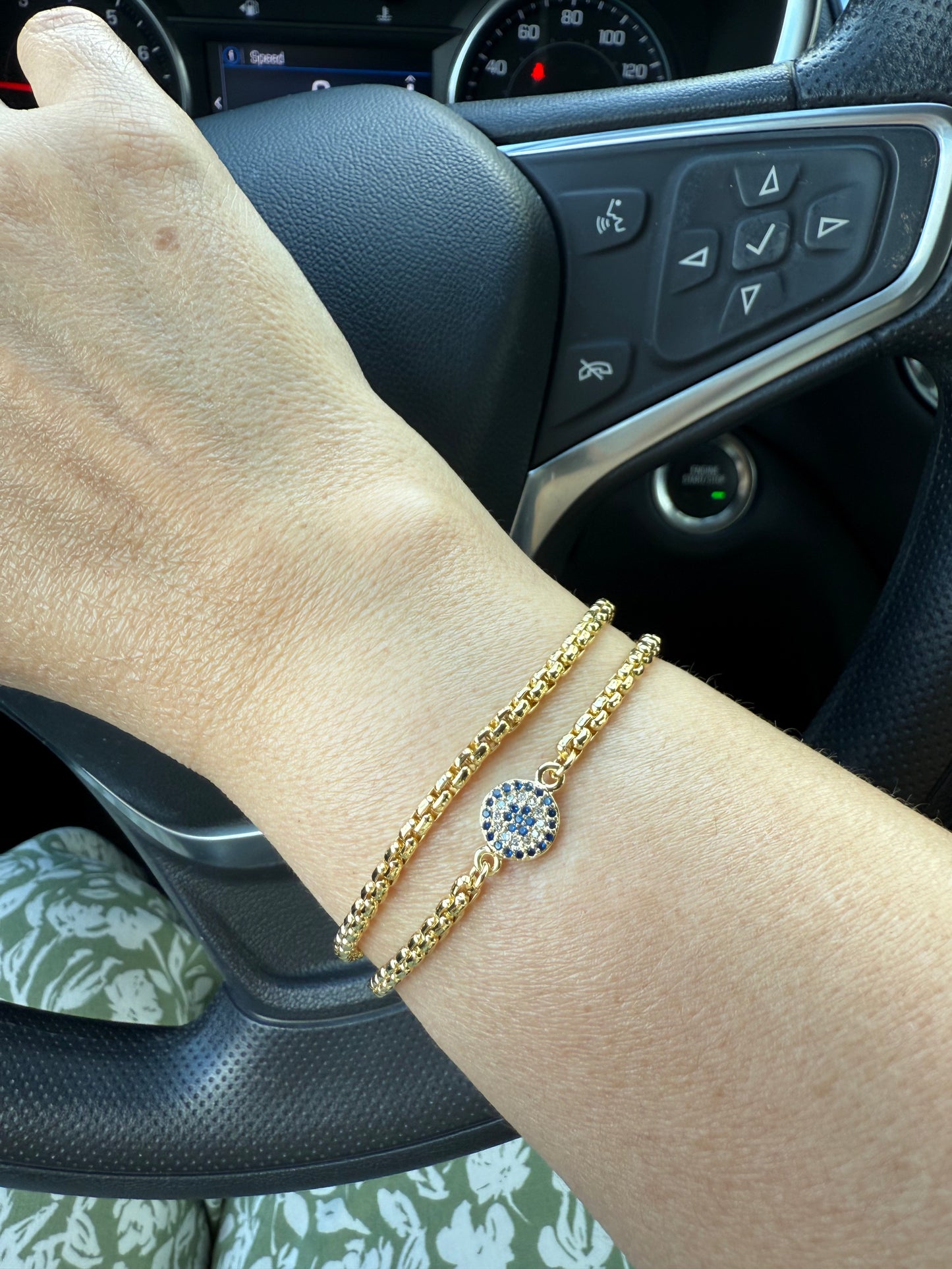 Evil eye set of 2 gold bracelets