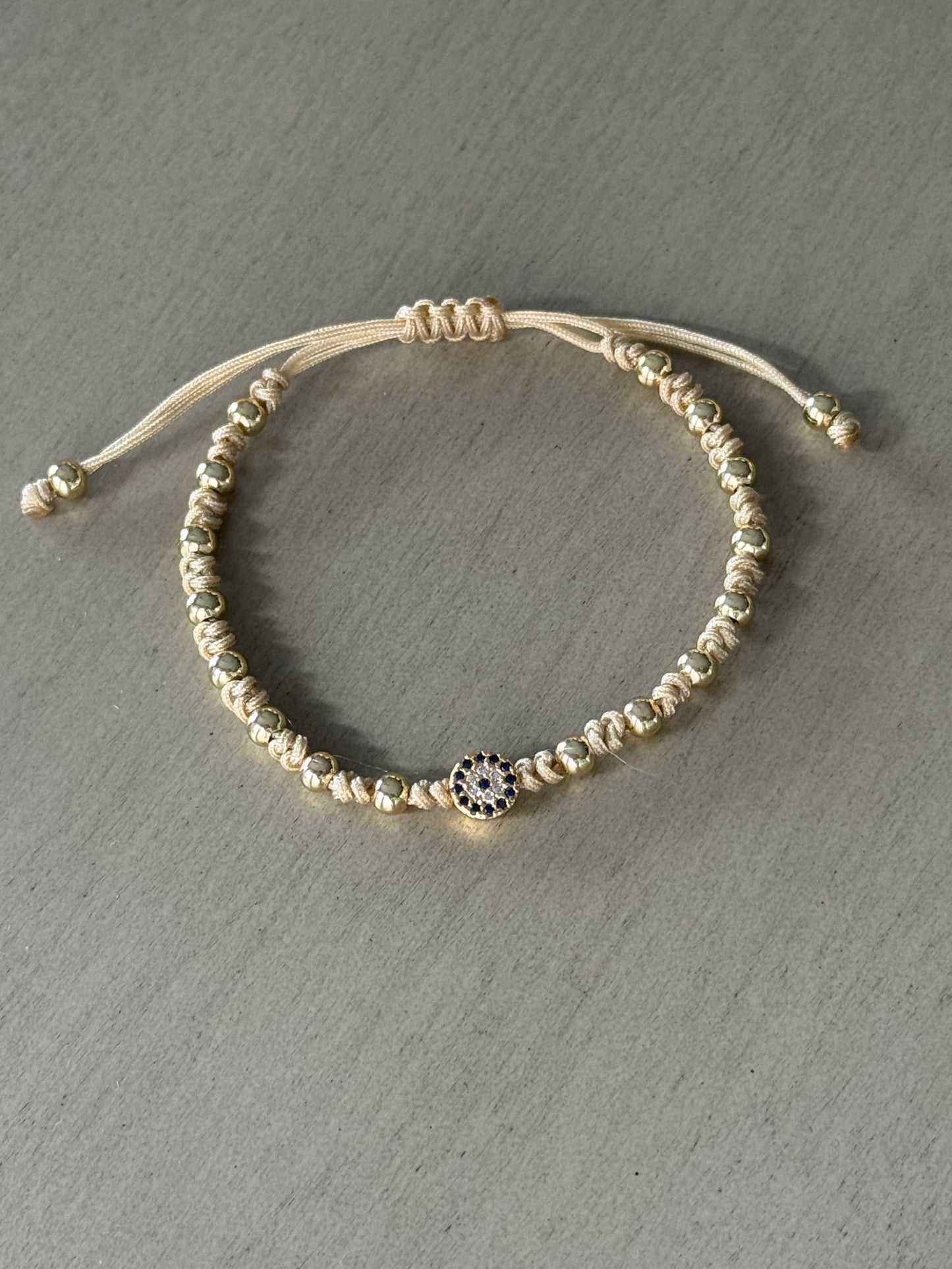 Adjustable evil eye bracelet