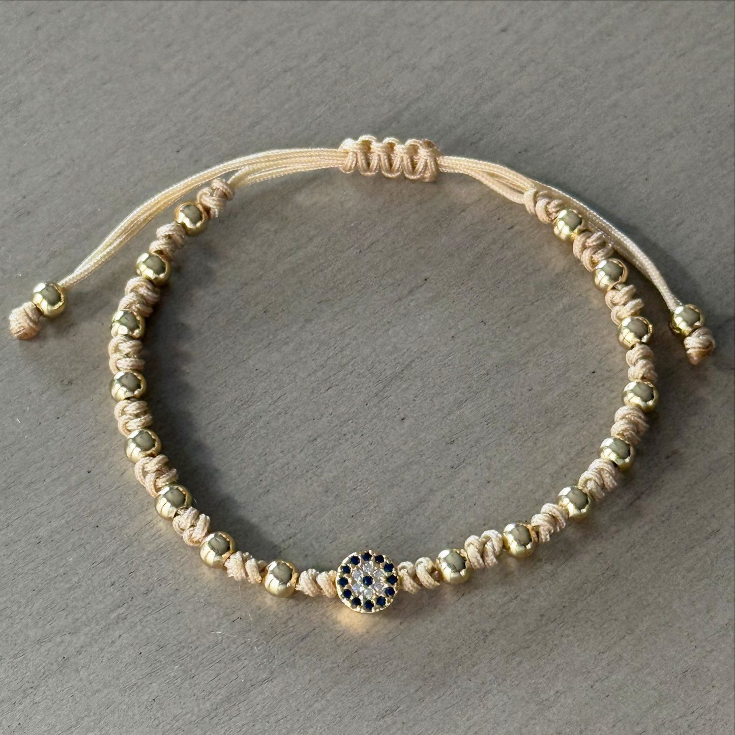 Adjustable evil eye bracelet