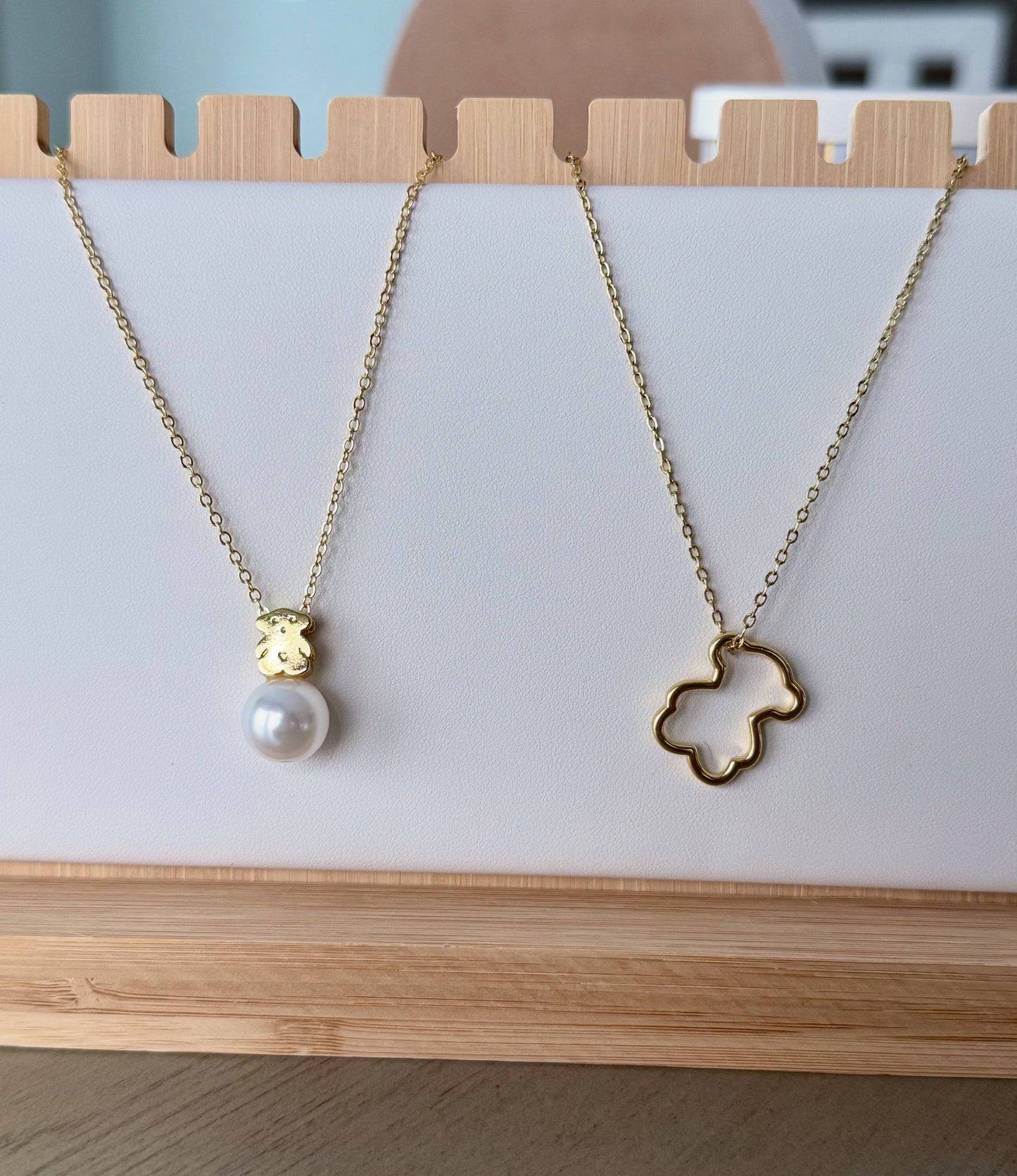 Gold bear necklace