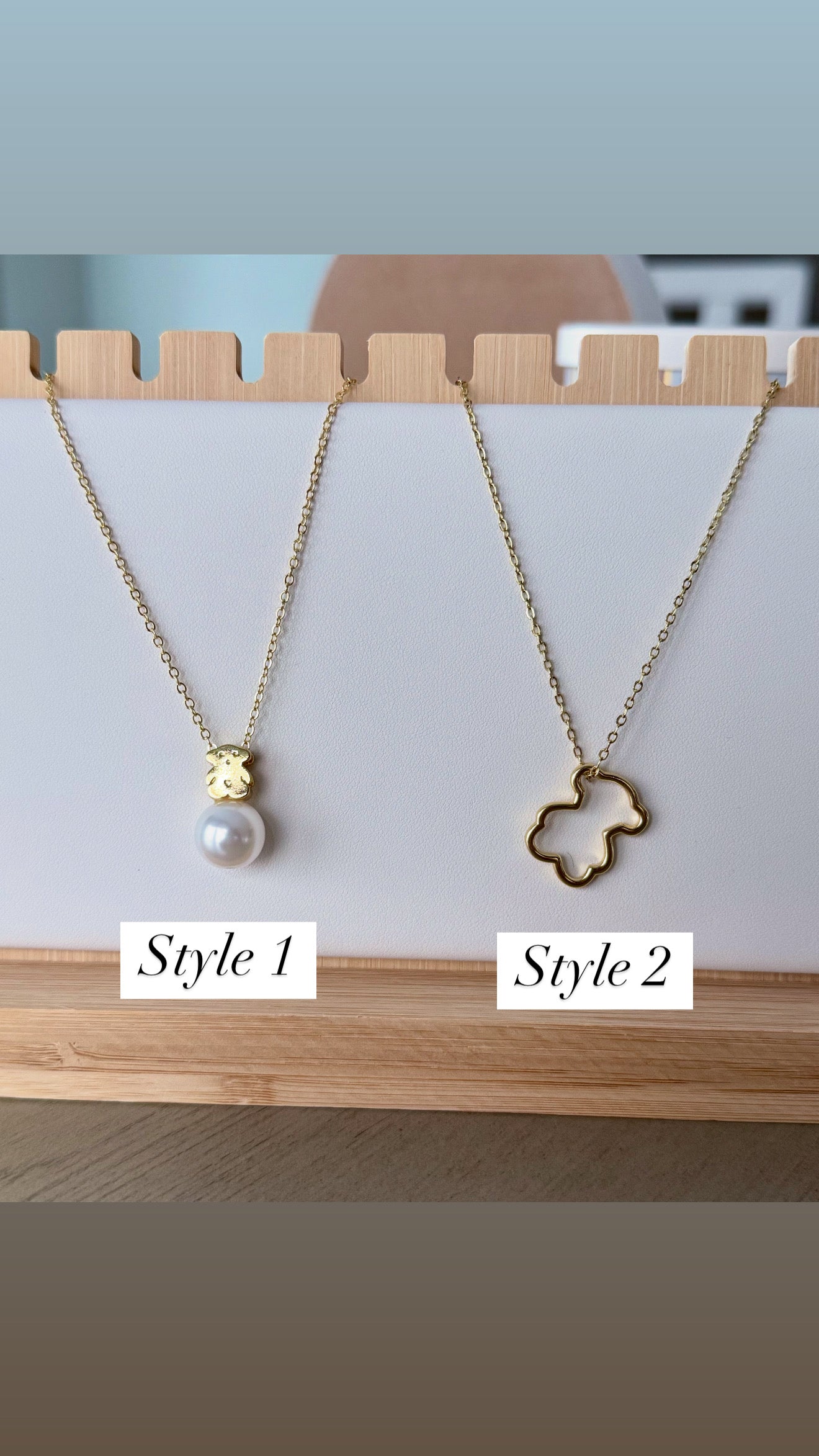 Gold bear necklace
