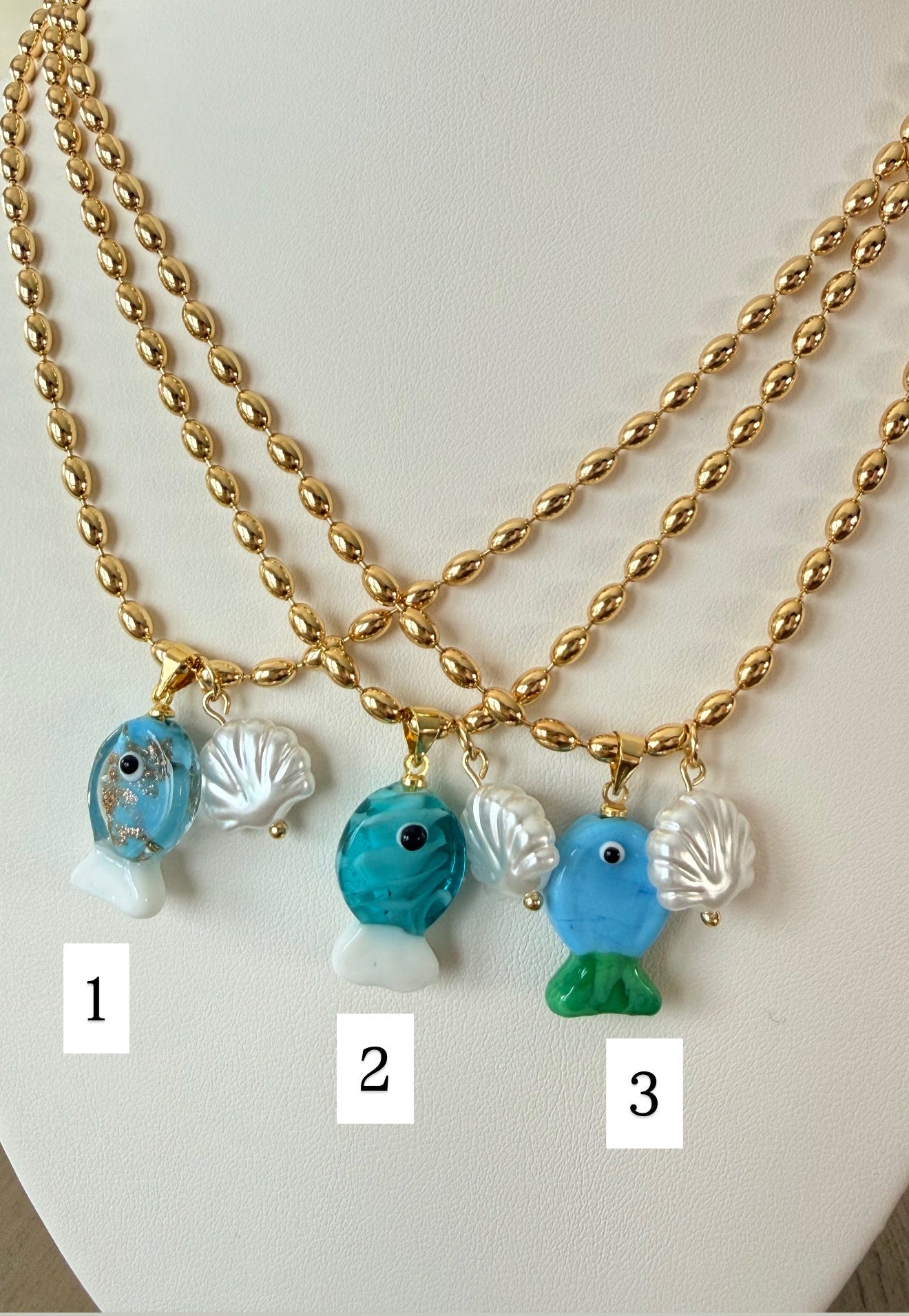 Coastal Fish & Pearl Charm Necklace