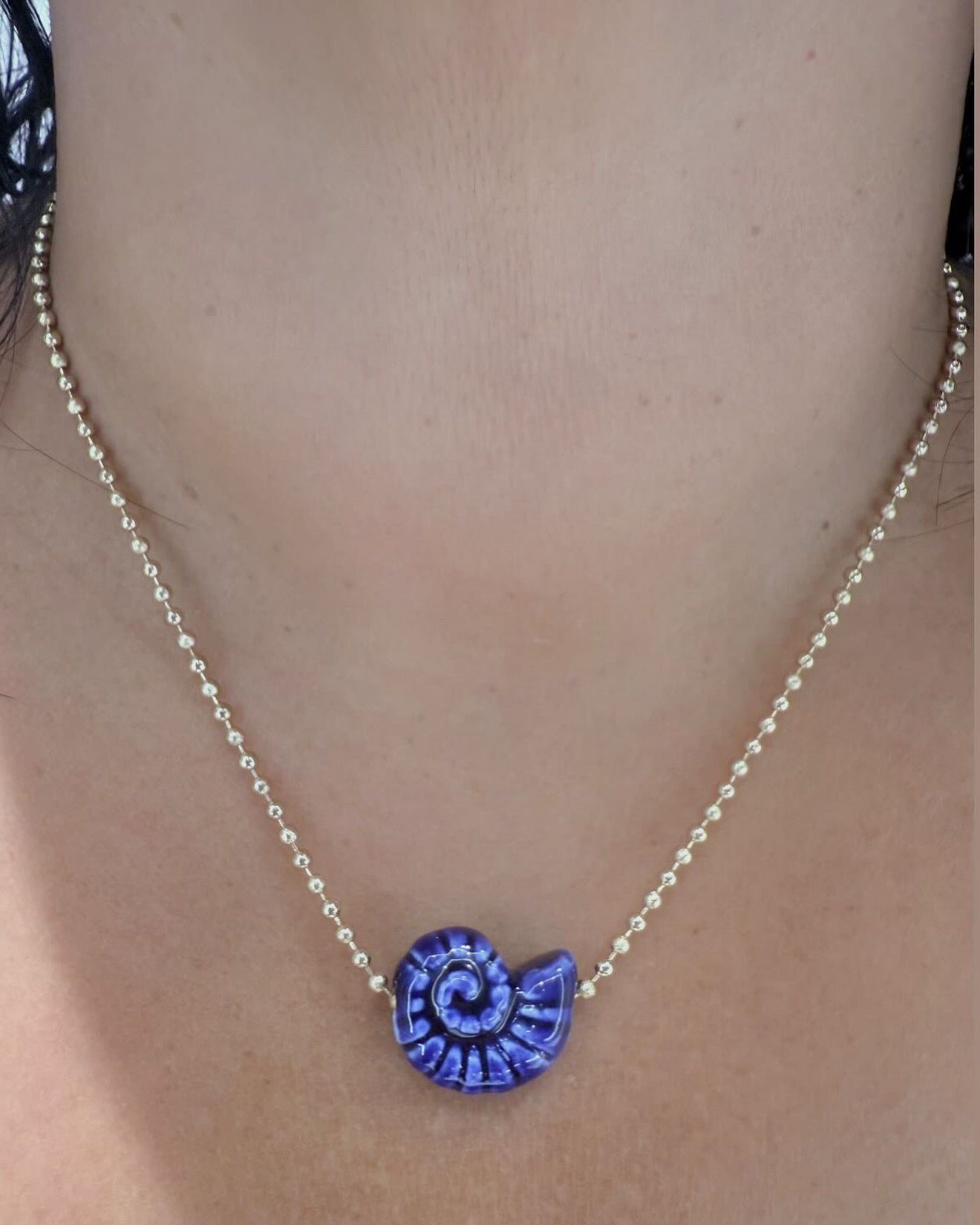 Blue Ammonite Shell Necklace – 16