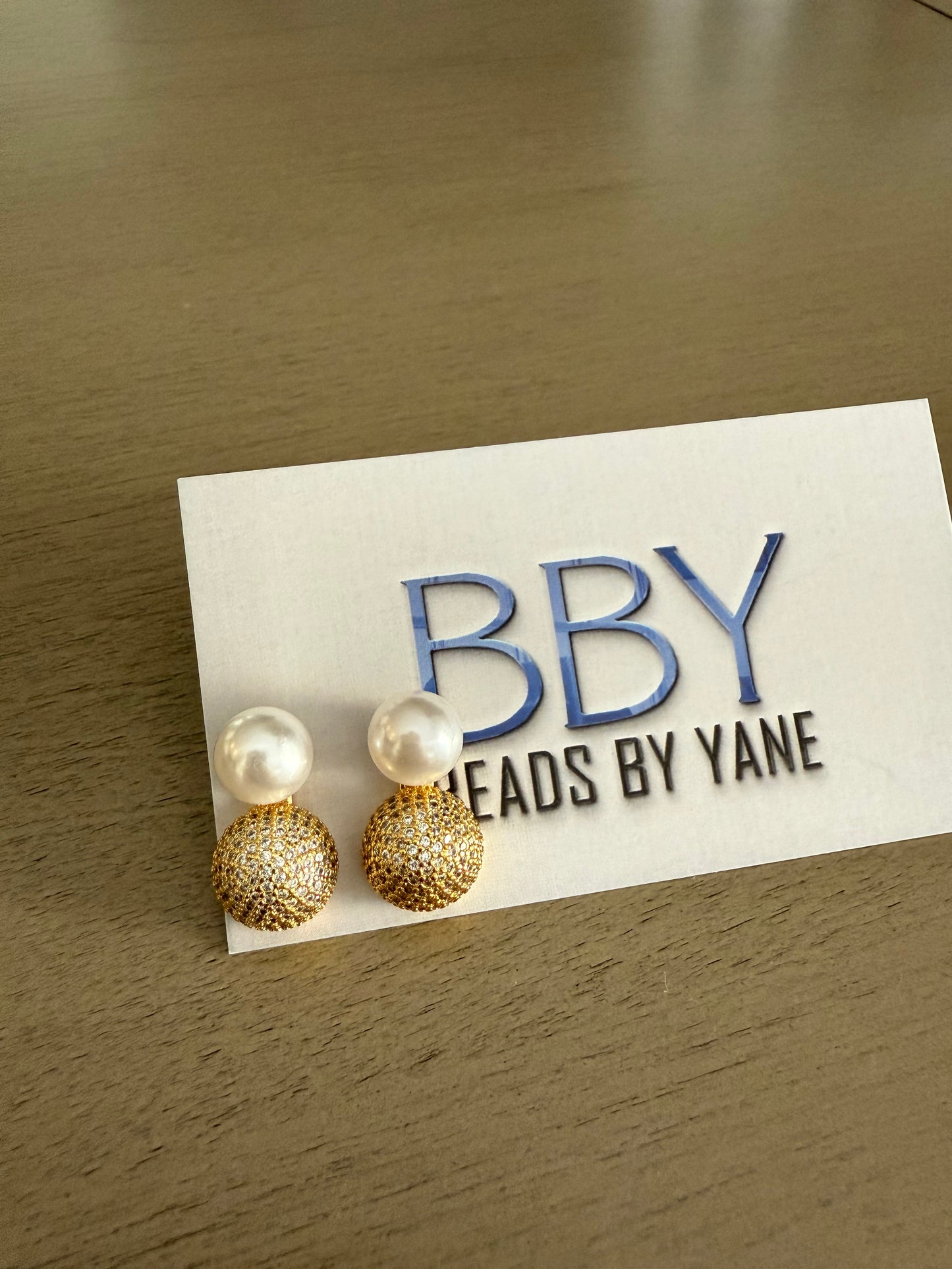 Golden Pearl Pavé Statement Earrings