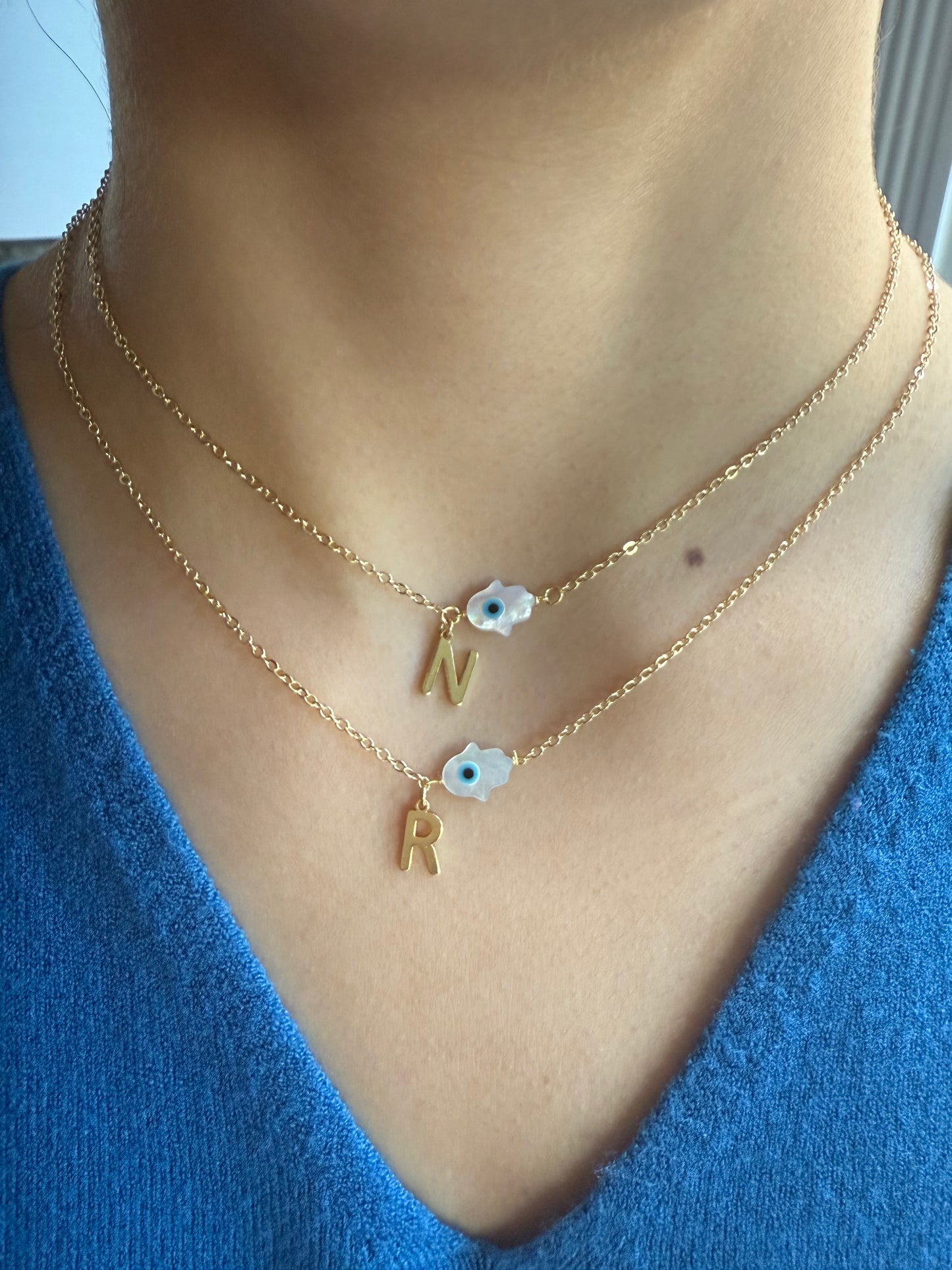 Gold Evil Eye & Initial Necklace – Personalized Protection Charm