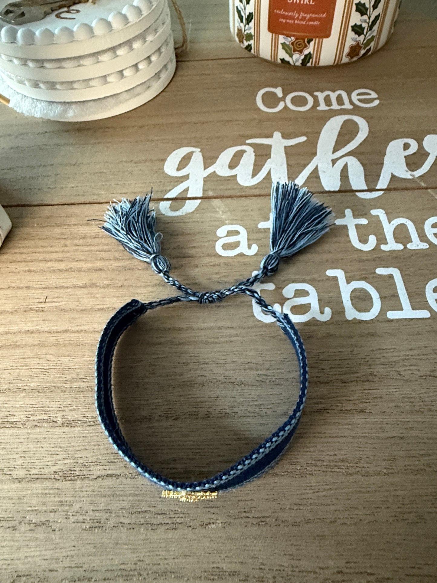 Navy Blue Evil Eye Woven Bracelet – Adjustable Boho Protection Jewelry