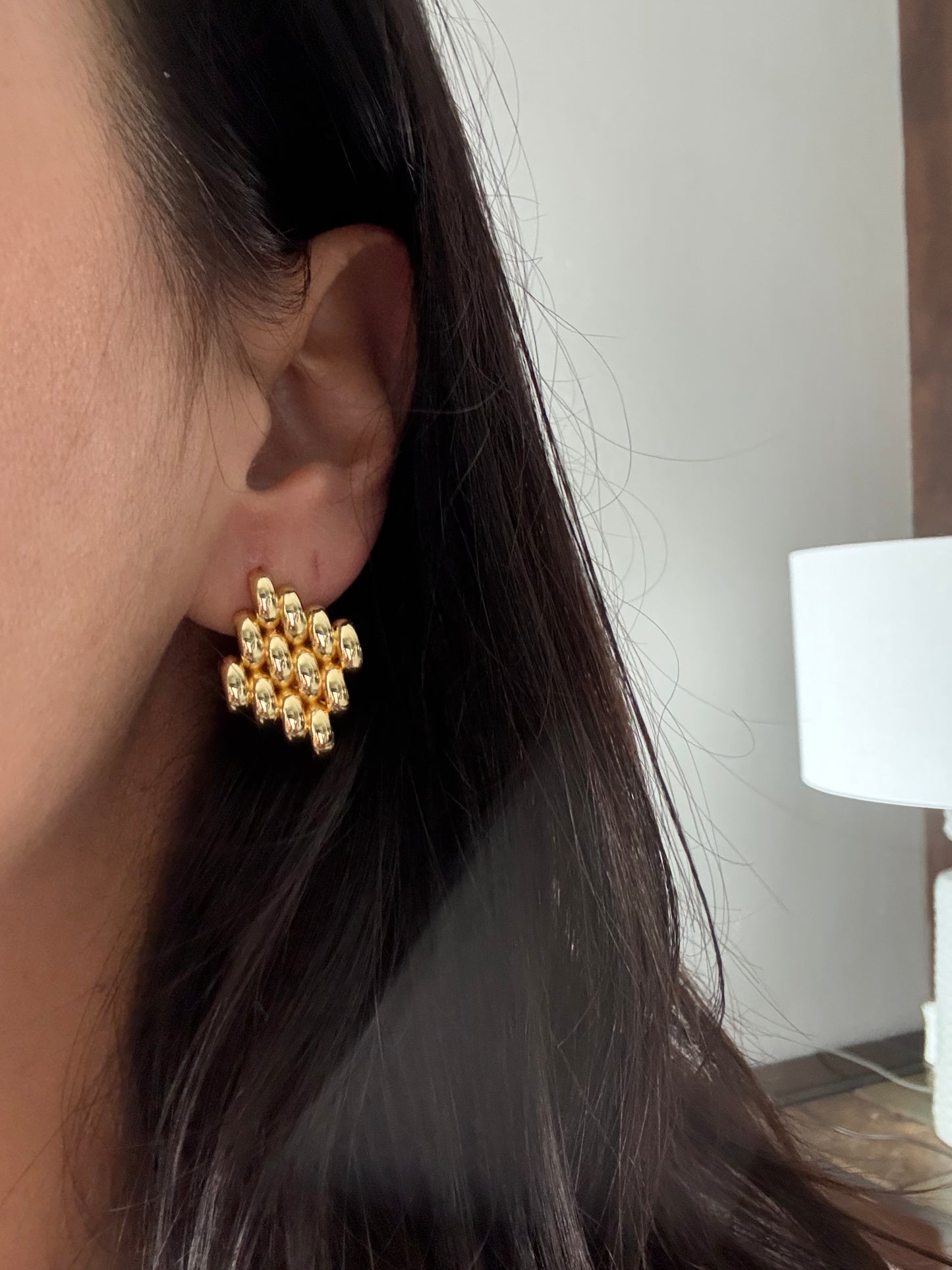 Gold Bubble Cluster Earrings