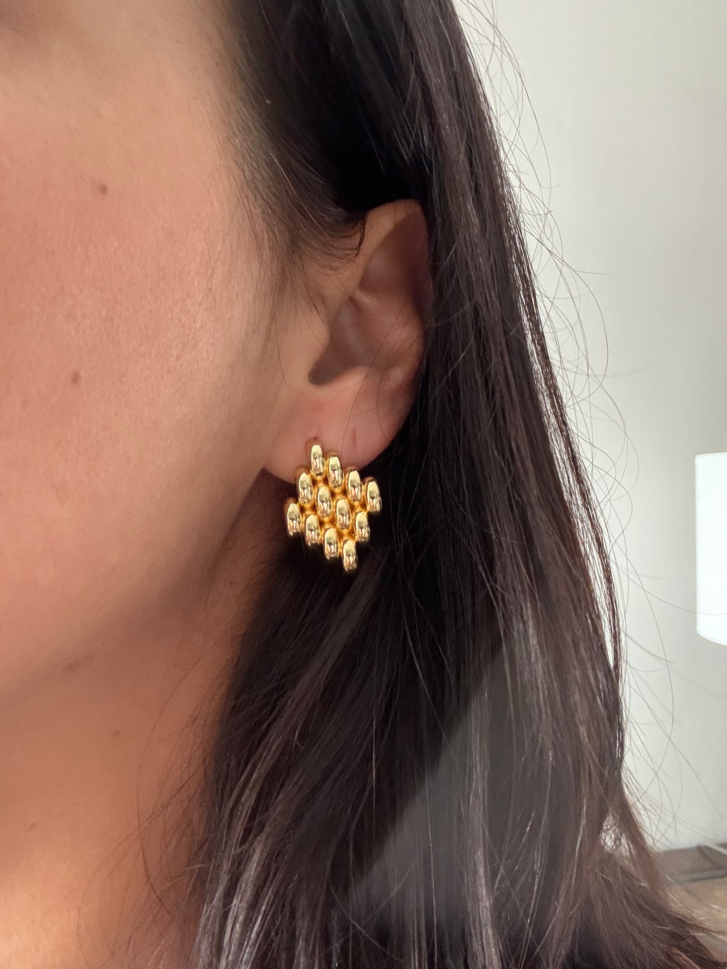 Gold Bubble Cluster Earrings