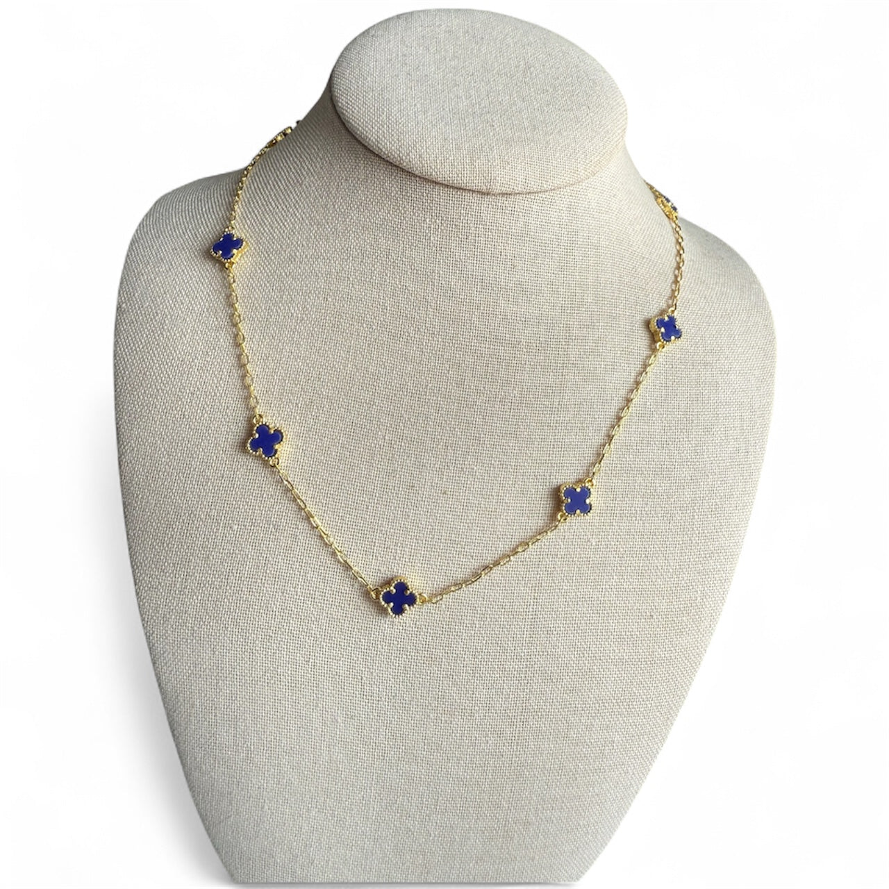 Blue clover necklace