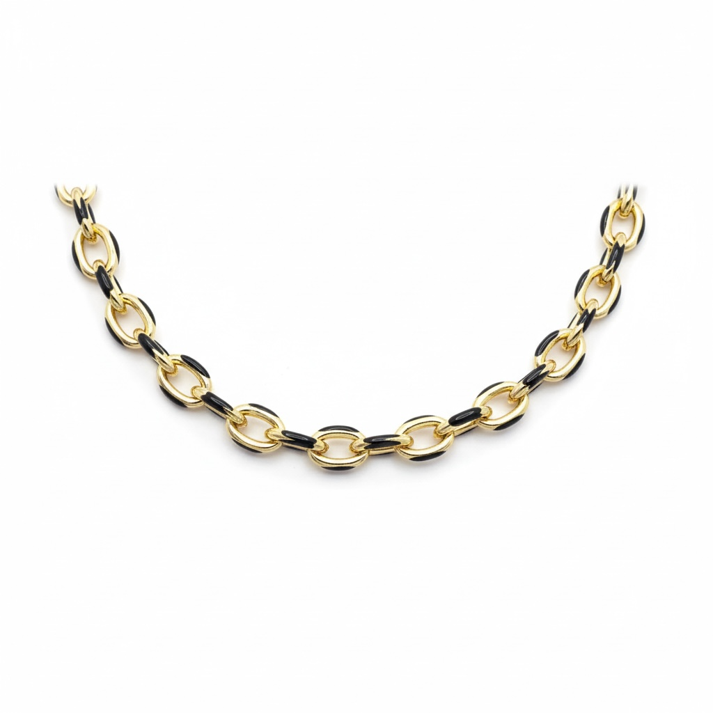 Gold and black necklace chain