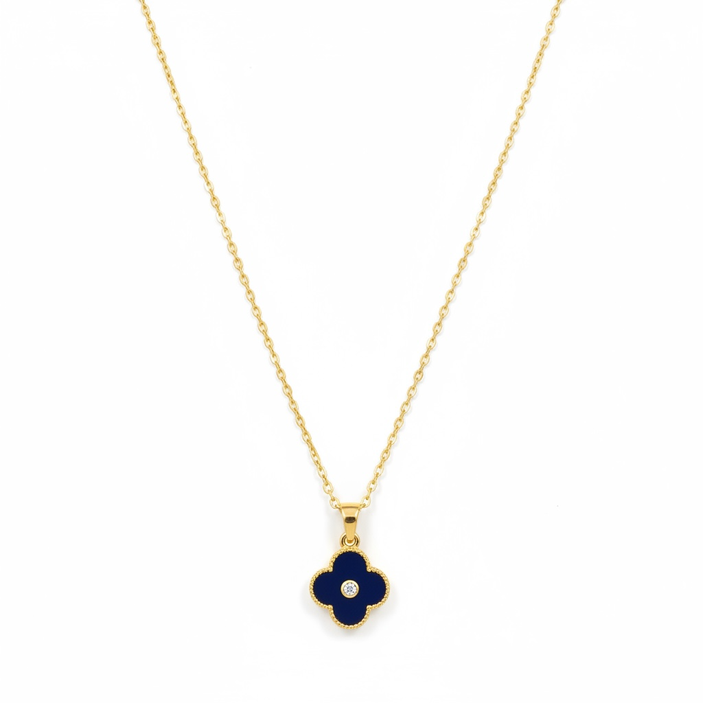 Blue Clover Necklace