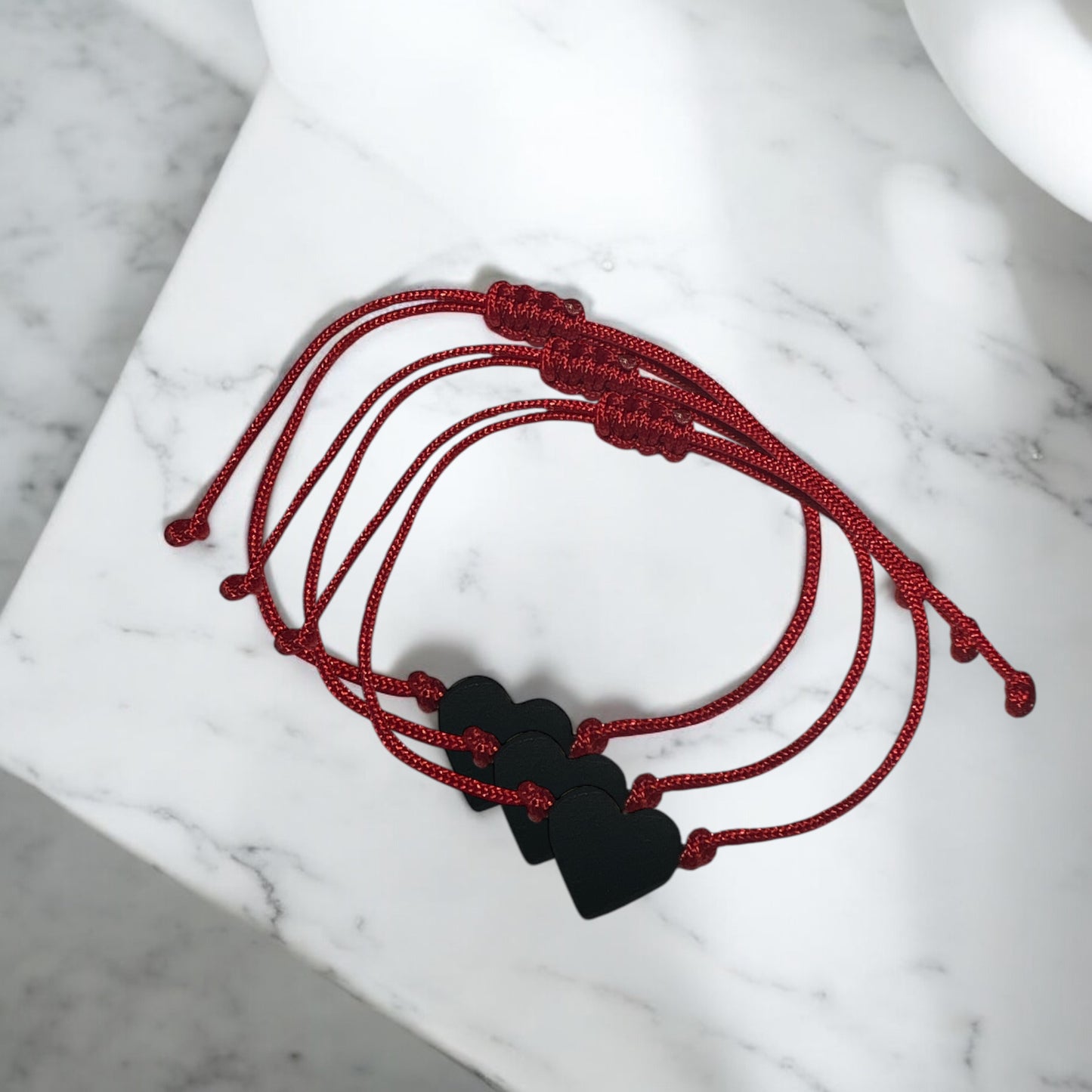 Heart azabache red cord