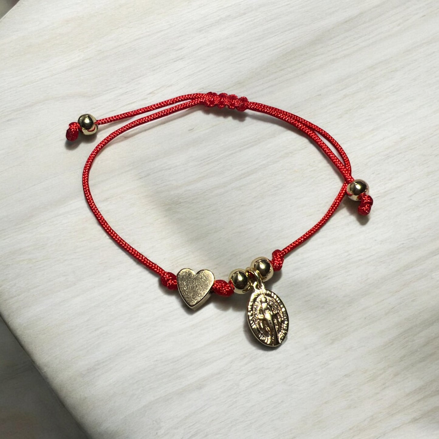 Virgin mary and heart bracelet