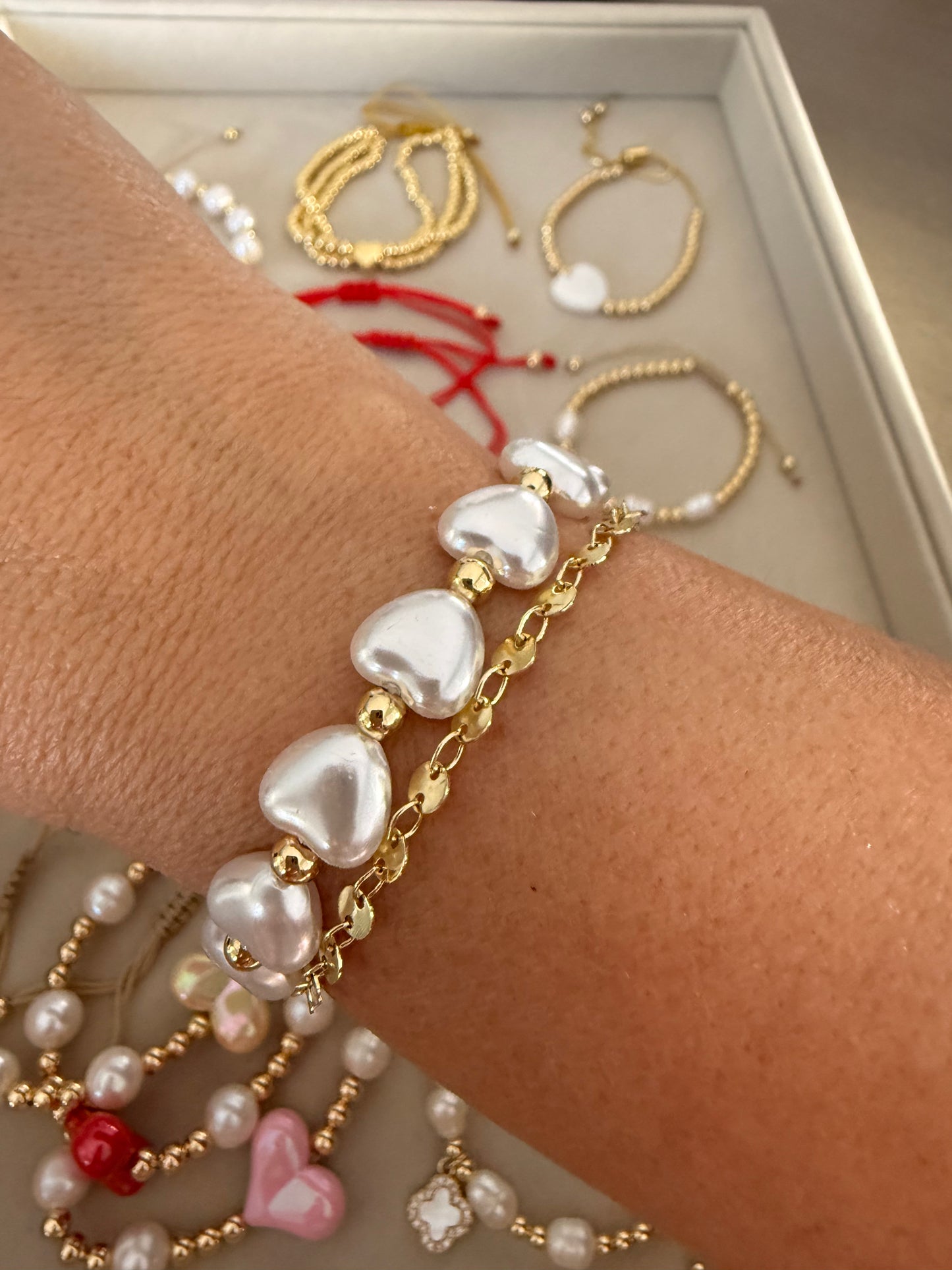Pearl Heart Stretch Bracelet