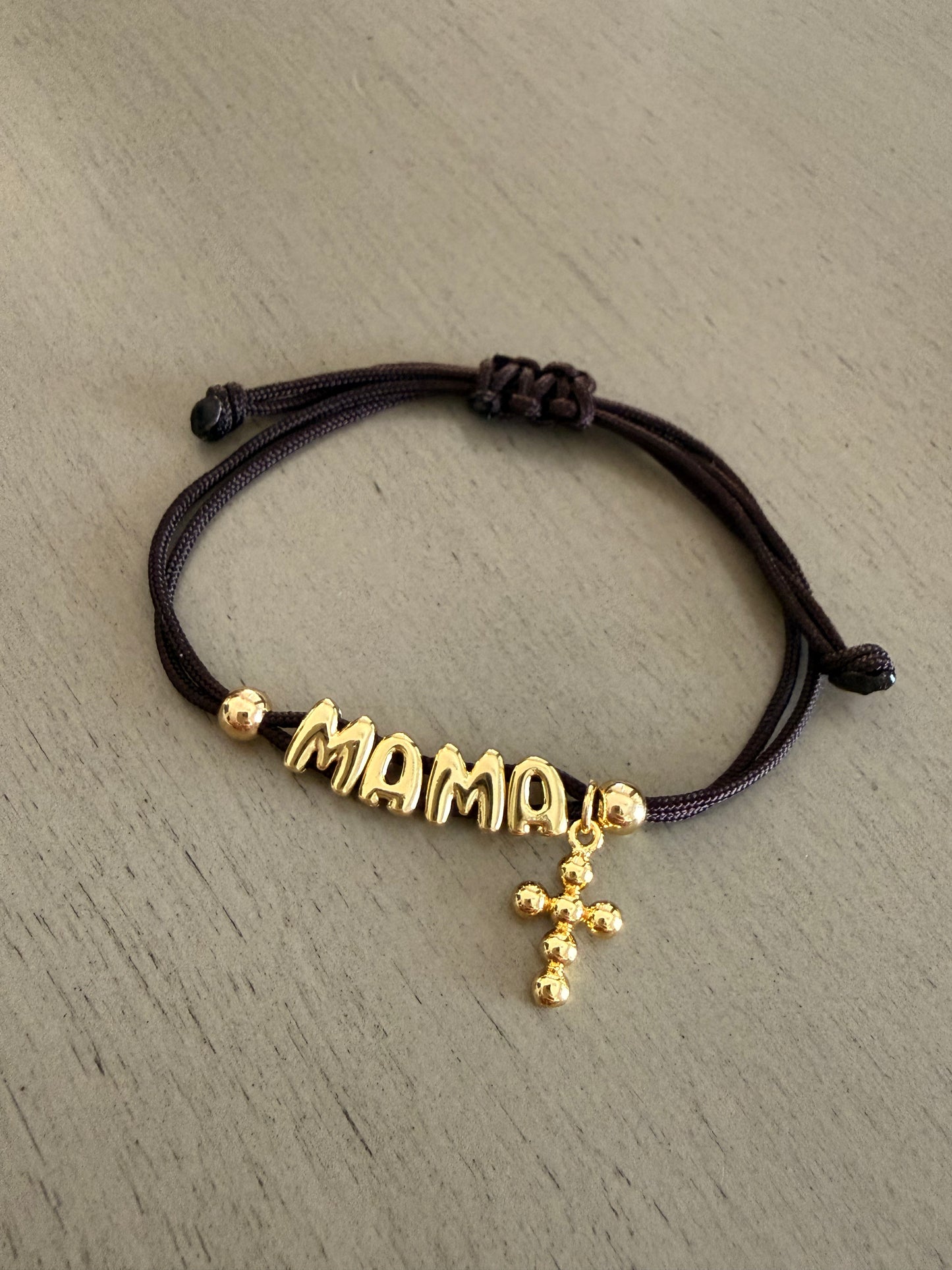 Mama Gold Cross Adjustable Bracelet