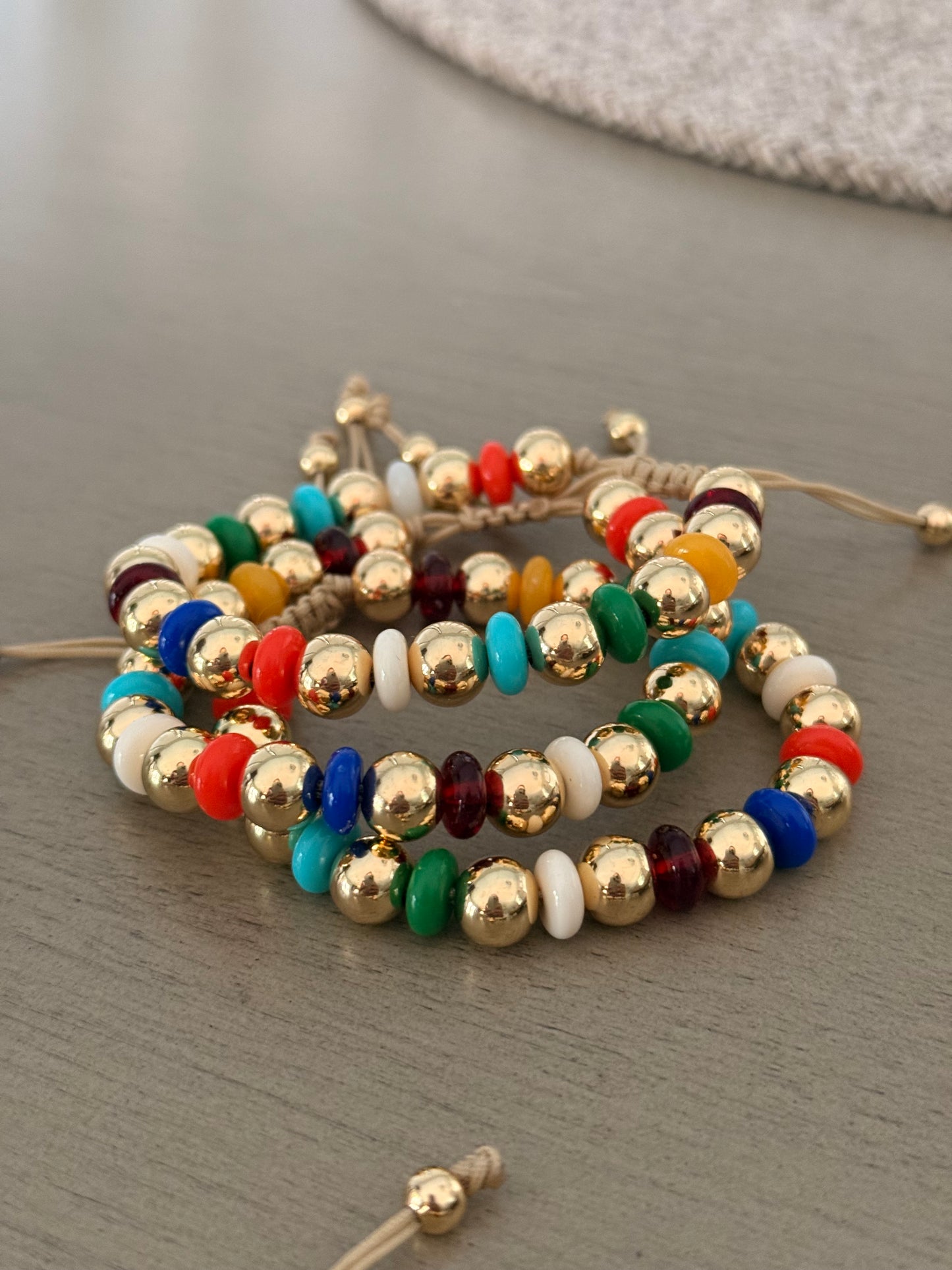 Colorful Gold Bead Adjustable Bracele